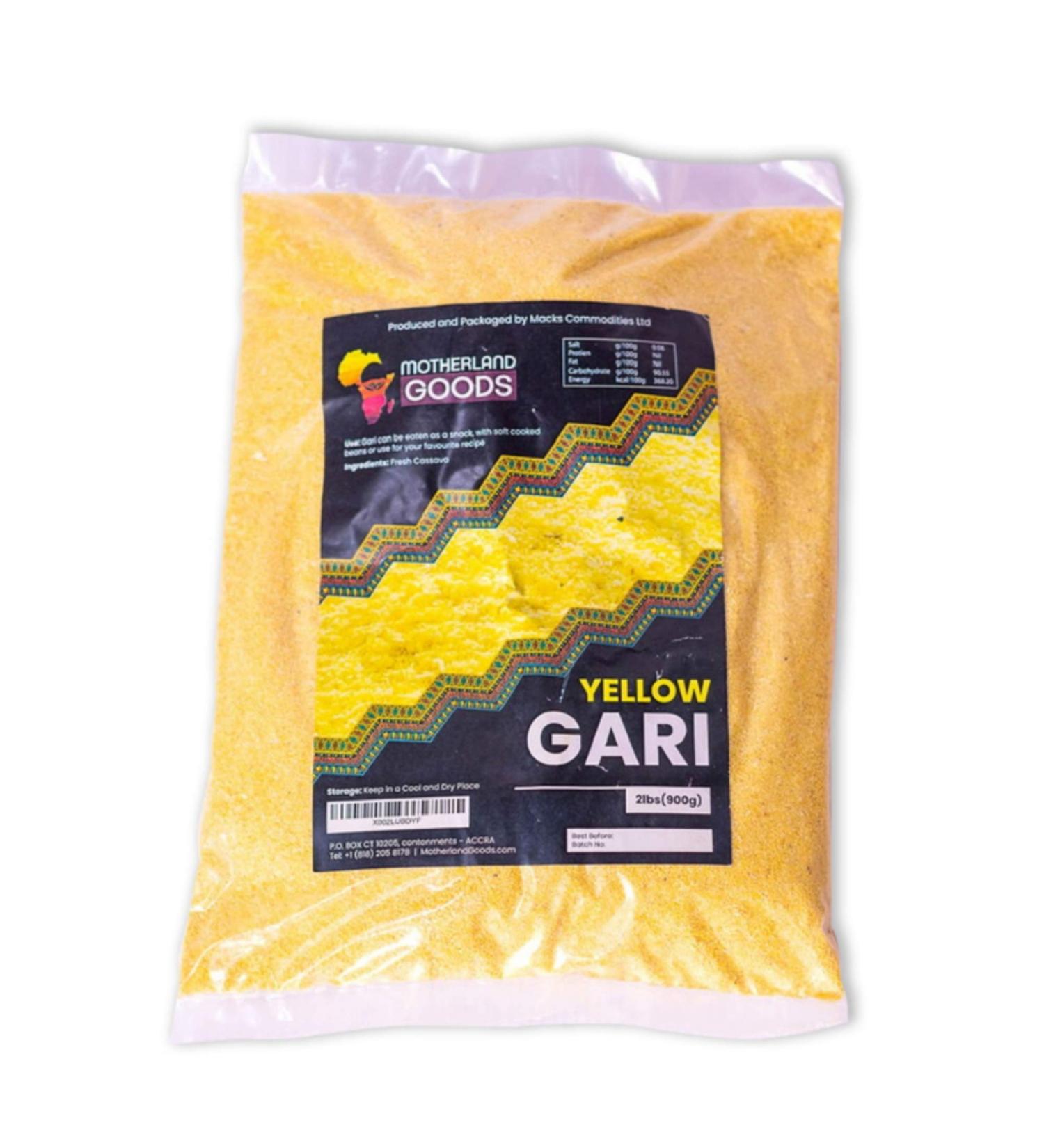 MOTHERLAND GOODS Yellow West African Gari - Premium Ghana Garri - Gluten Free, Fine Quality Cassava Grits (4 lbs) 0 Count (Pack of 1) Yellow Garri