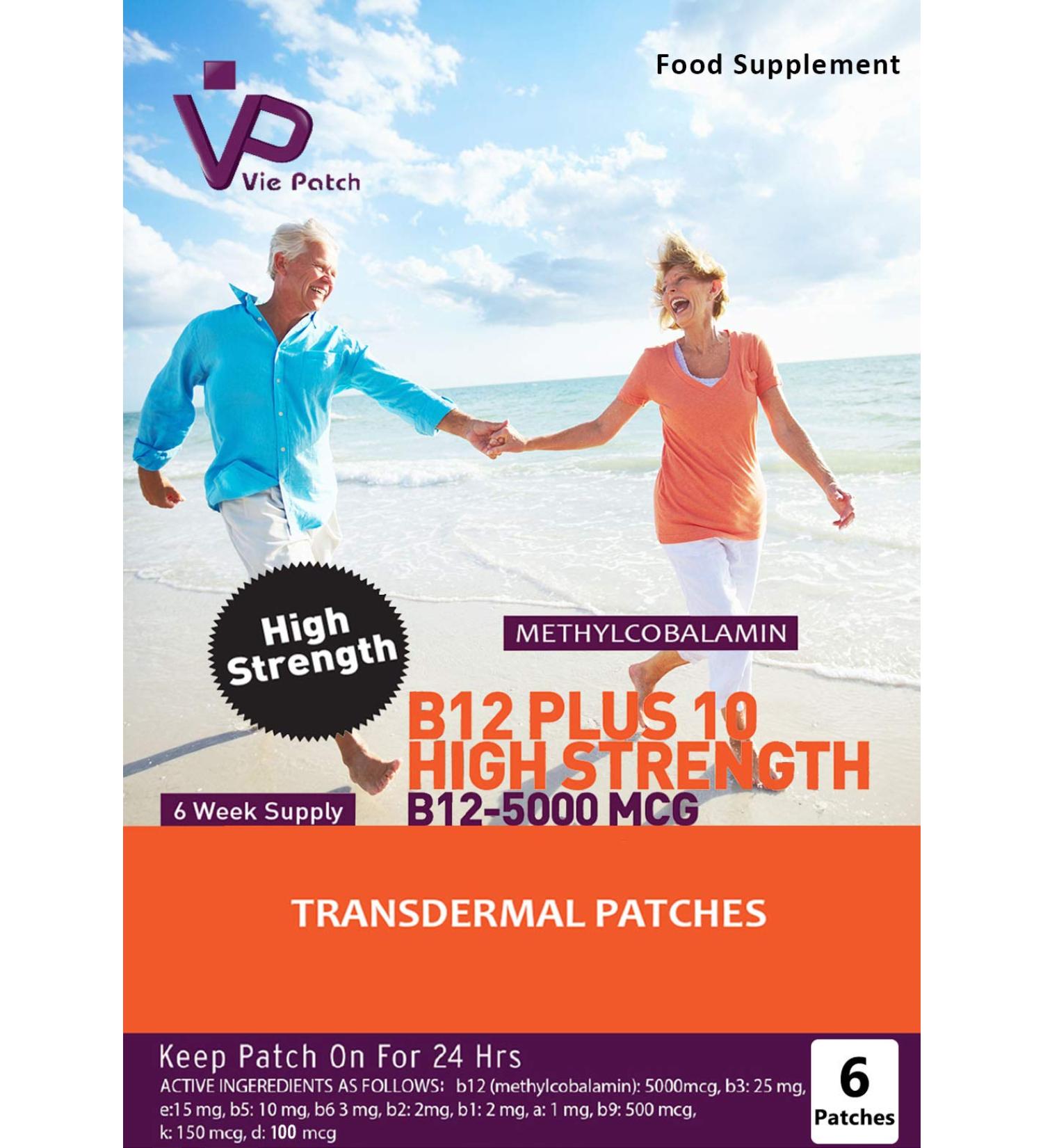 VIE Vitamin B12 Patches - High Strength Formula, 6 Patches - Buy Online on GoSupps.com
