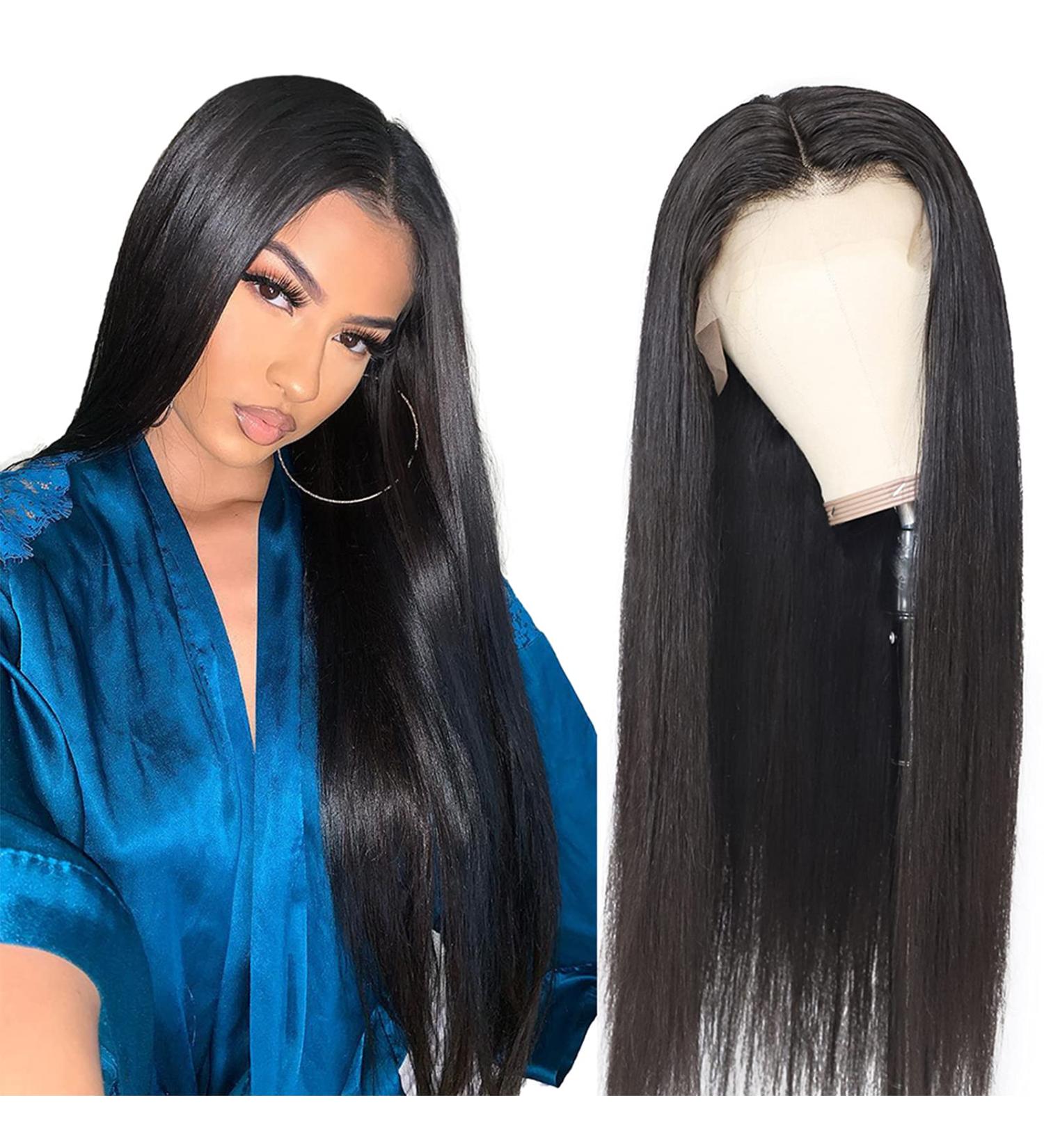 Geeta Hair 13x6 Brazilian Human Hair Lace Front Wig 22 Inch - Pre Plucked, 150% Density, Natural Hairline - Straight Hair, Natural Color - Buy Online on GoSupps.com
