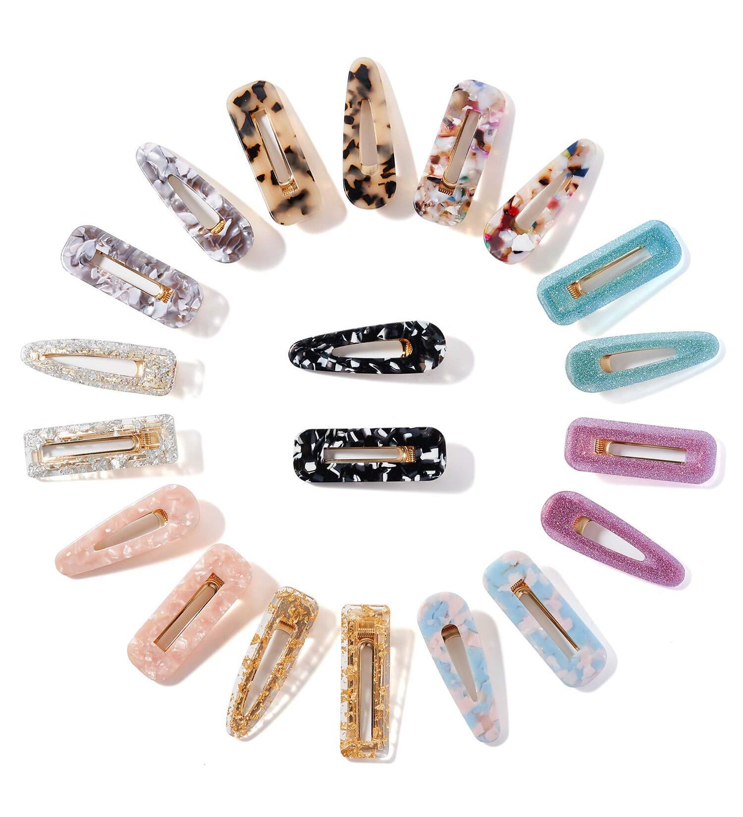 SOMIER 20PCS Acrylic Resin Geometric Hair Clips Colorful Shining Leopard Marble Pattern Alligator Clips for Women Girl Party Daily Hair Styling - Buy Online on GoSupps.com