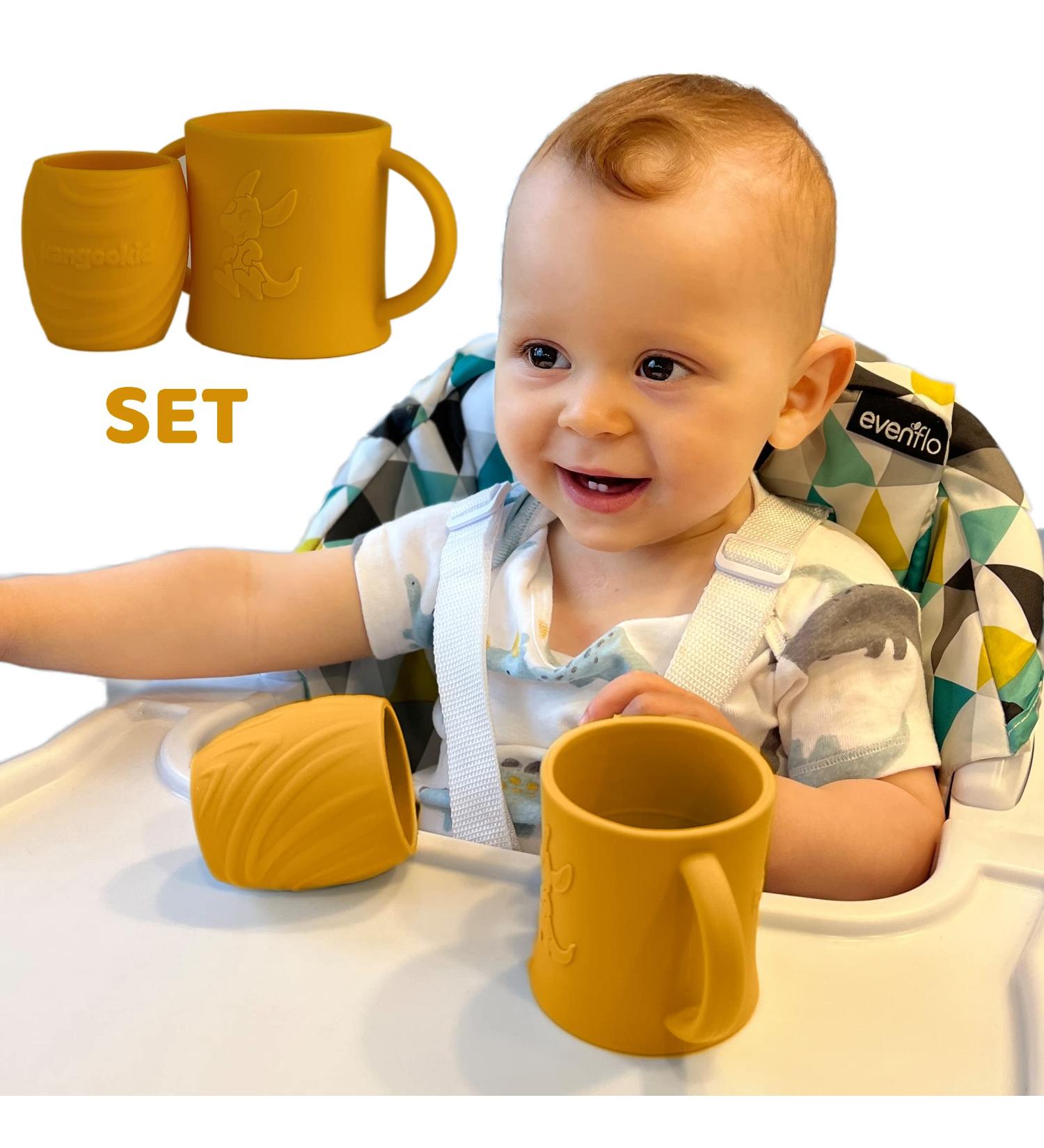 Kangookid Open Cup Set for Baby | 2 Handled Silicone Cups for Toddlers | Baby Led Weaning & Independent Drinking | Yellow | 6+ months - Buy Online on GoSupps.com