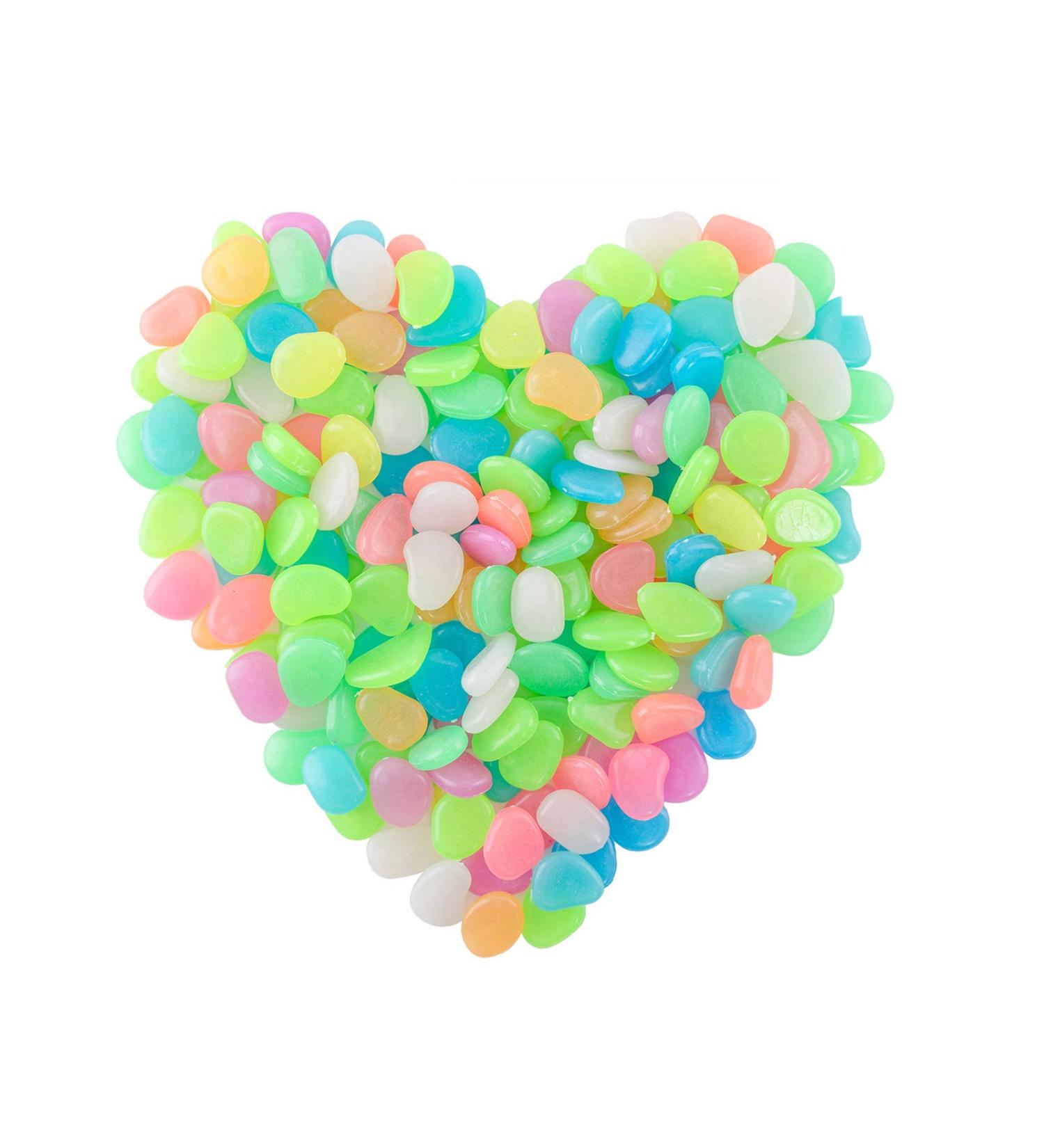 Halcyerdu 200 Bright Fluorescent Pebbles - Colorful Night Light Stones for Aquarium & Garden Decoration - Buy Online on GoSupps.com