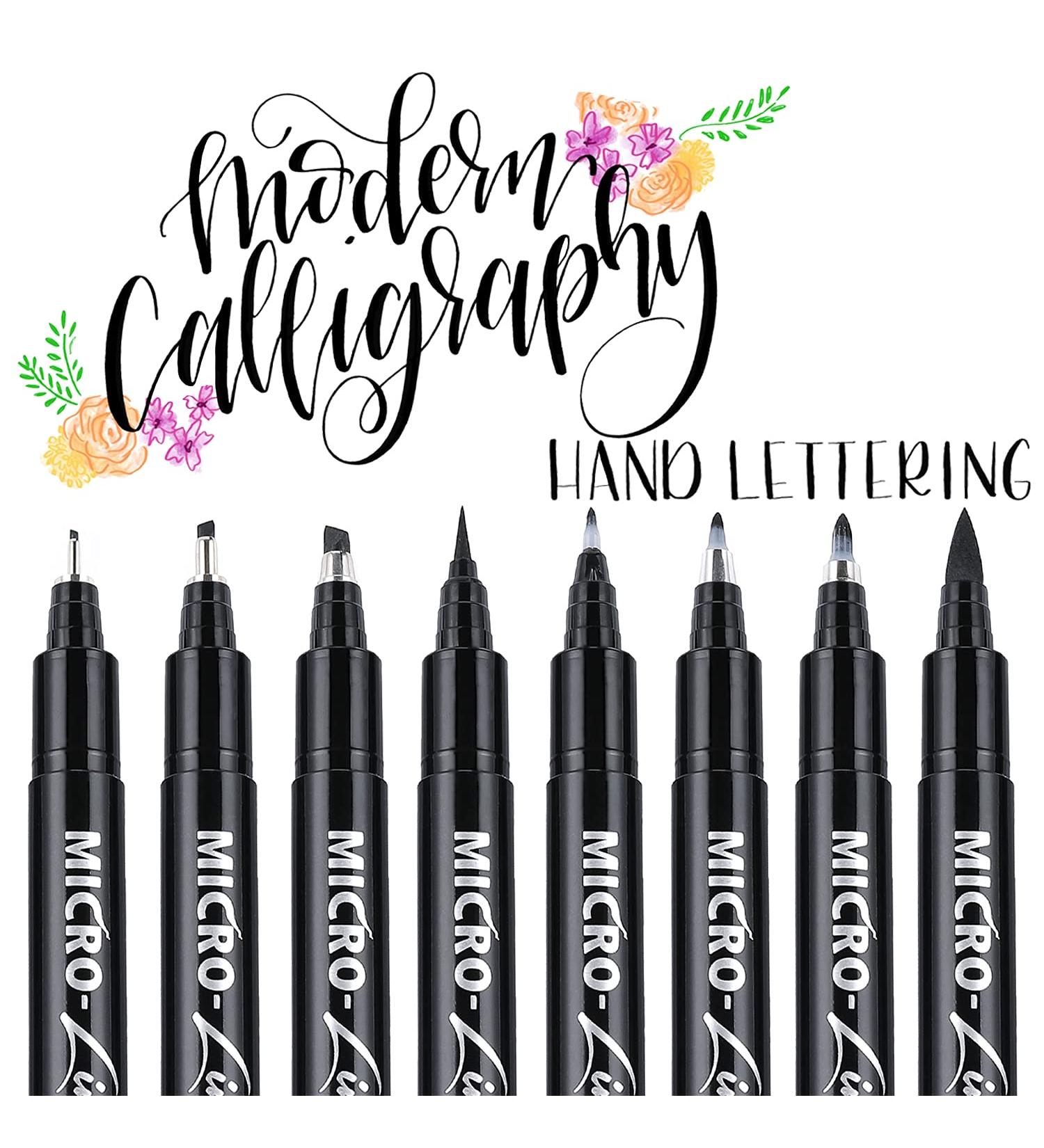 Dyvicl Hand Lettering Pens Set - Calligraphy Brush Markers for Beginners - Ideal for Writing, Sketching, Drawing, and Scrapbooking - 8 Sizes - Black Ink - Buy Online on GoSupps.com