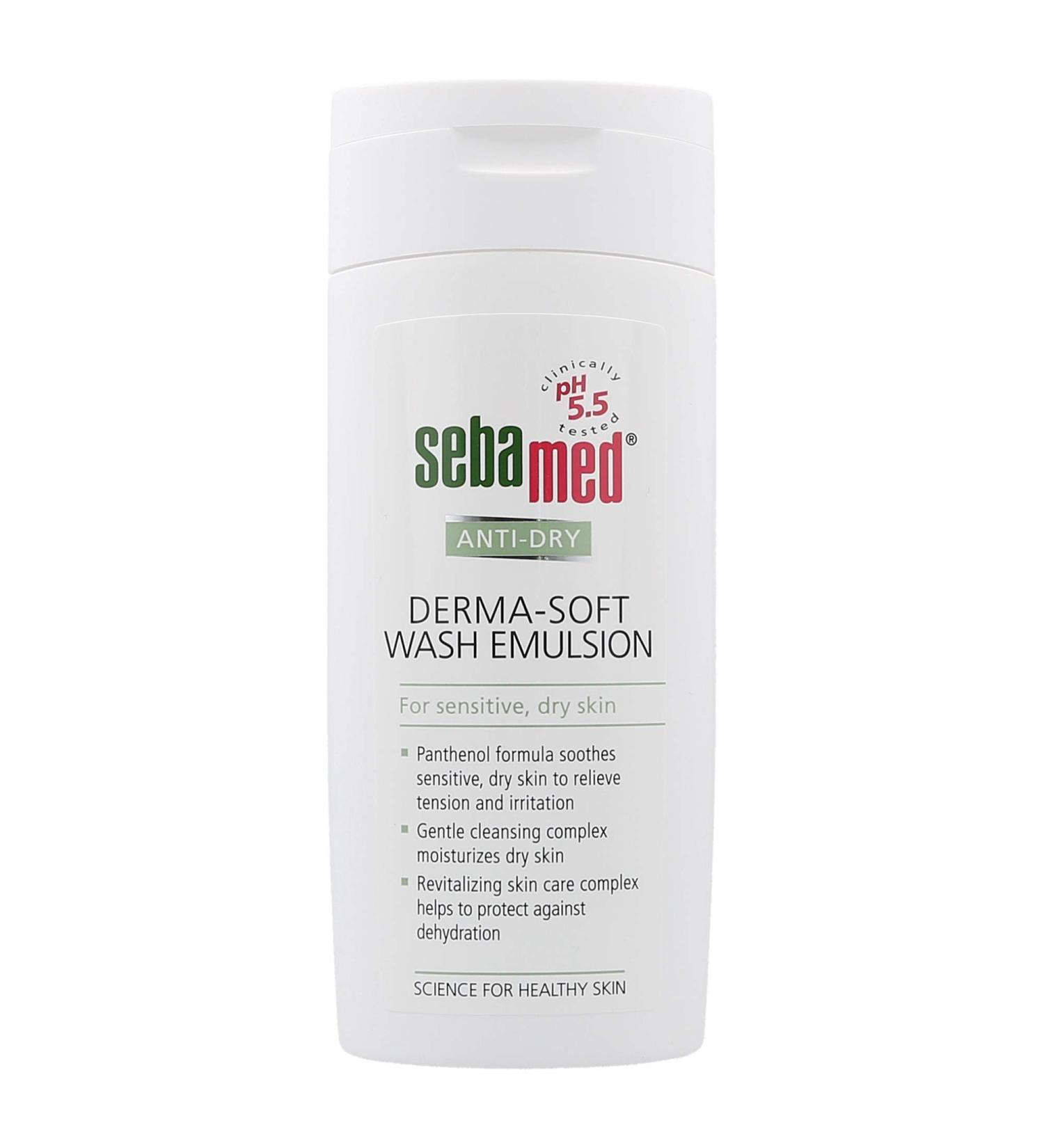 Sebamed Anti-Dry Derma-Soft Wash Emulsion 200mL - Gentle Hydrating Cleanser for Dry Skin | Revitalizing Skin Complex | International Shipping Available - Buy Online on GoSupps.com