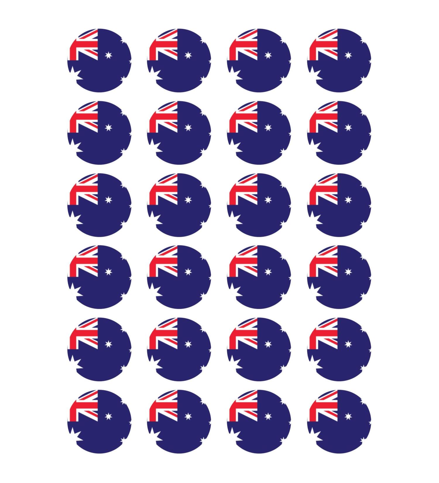24 x Australia Flag Edible Wafer or Icing Cupcake Topper Fun Country Party Cake Decorations Perfect For Brownies Cookies Muffins & More! (Premium Icing Sheet)