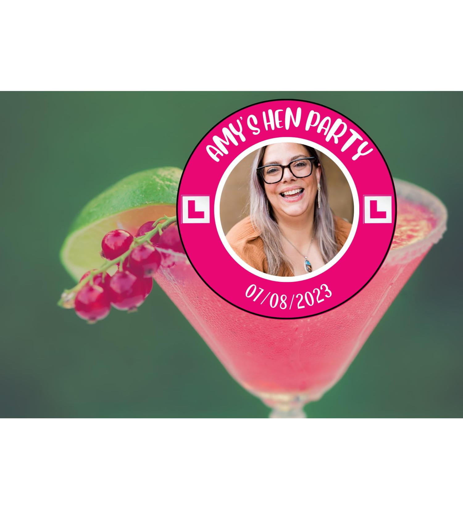 12 x 6cm personalised edible HEN PARTY Photo cocktail drink toppers uncut