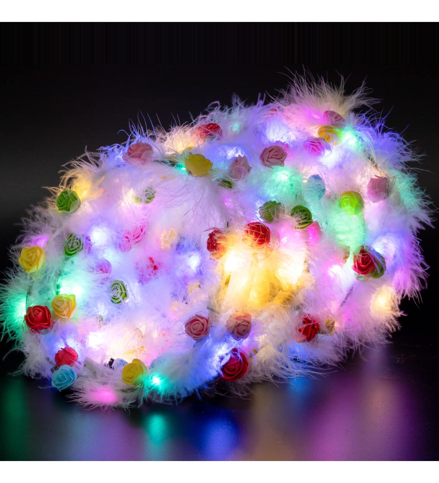 Luminous LED Flower Crowns Headbands - 16pcs Multicolor Light Up Floral Headdress for Women, Girls - Perfect for Halloween, Wedding, Beach Parties - Photo Props Included - Buy Online on GoSupps.com