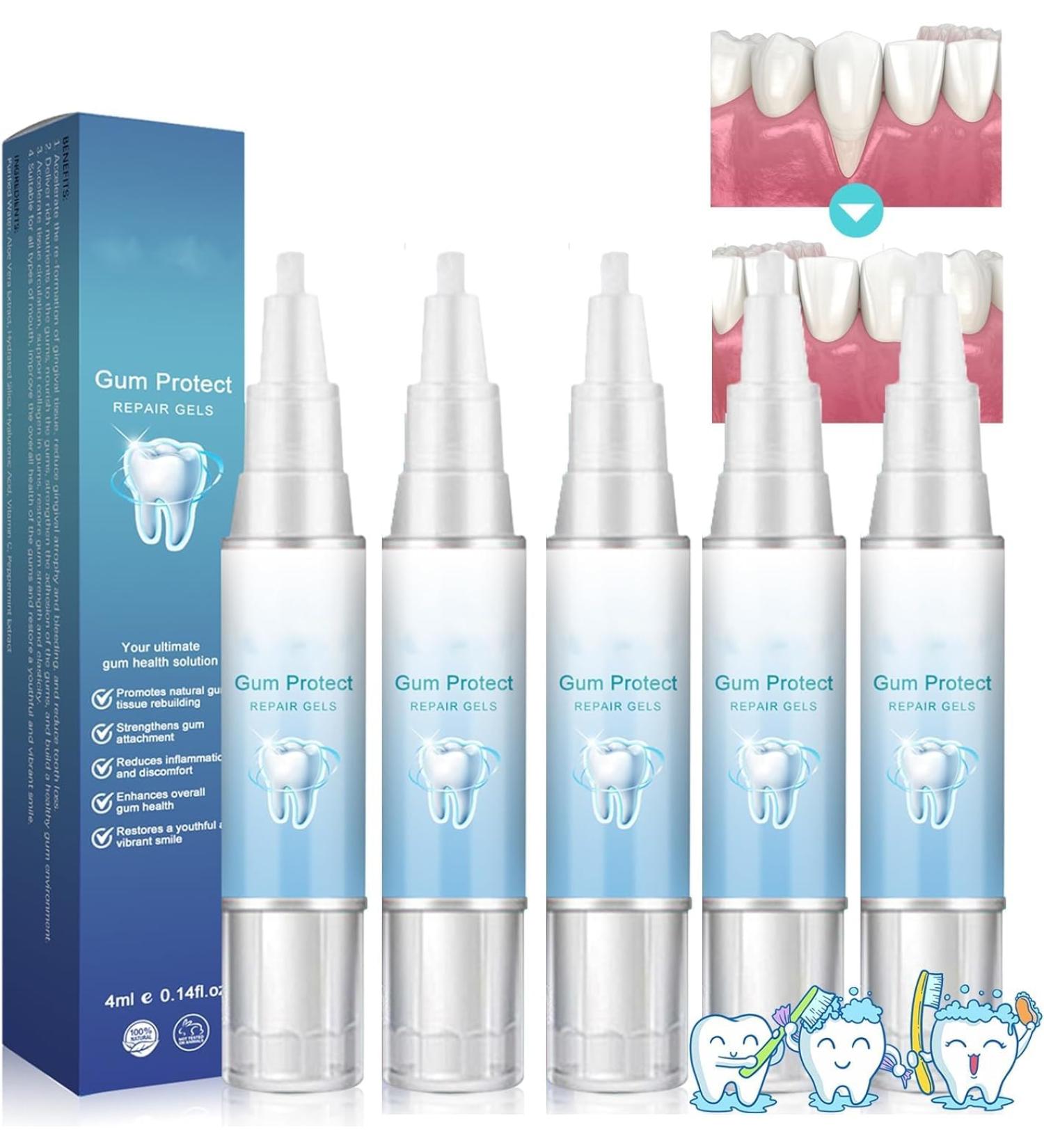 Neslemy Gum Gel NESLEMY Gum Shield Therapy Gel 2024 New Gum Repair Treatment Gel Dentizen Gum Therapy Gel Teeth Whitening Essence Pen Deeply Cleaning Gums Enhances Overall Gum Health (5Pcs) - Buy Online on GoSupps.com