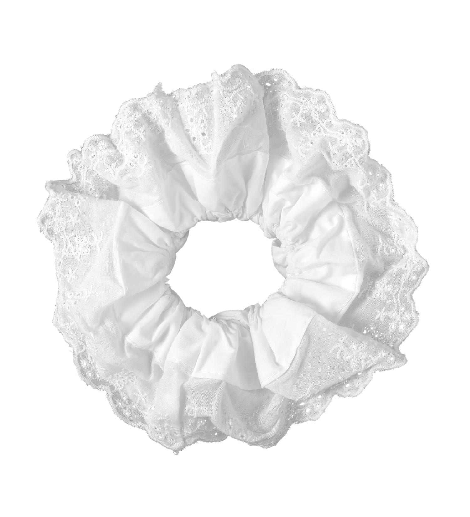 Dimeho White Lace Scrunchies for Women Large Hair Scrunchies Elastic Hair Ties Soft White Lolita Scrunchie Double Layer Hair Bands Ponytail Holder Accessories for Women Thick Curly Hair - Buy Online on GoSupps.com