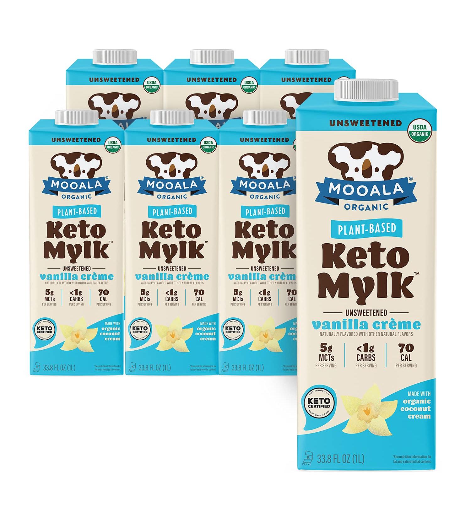 Mooala  Organic Vanilla Crme Keto Mylk  1L (Pack of 6)  Shelf-Stable  Keto-certified  Non-Dairy  Gluten-Free  Plant-Based Milk With  1g Carb per Serving - Buy Online on GoSupps.com