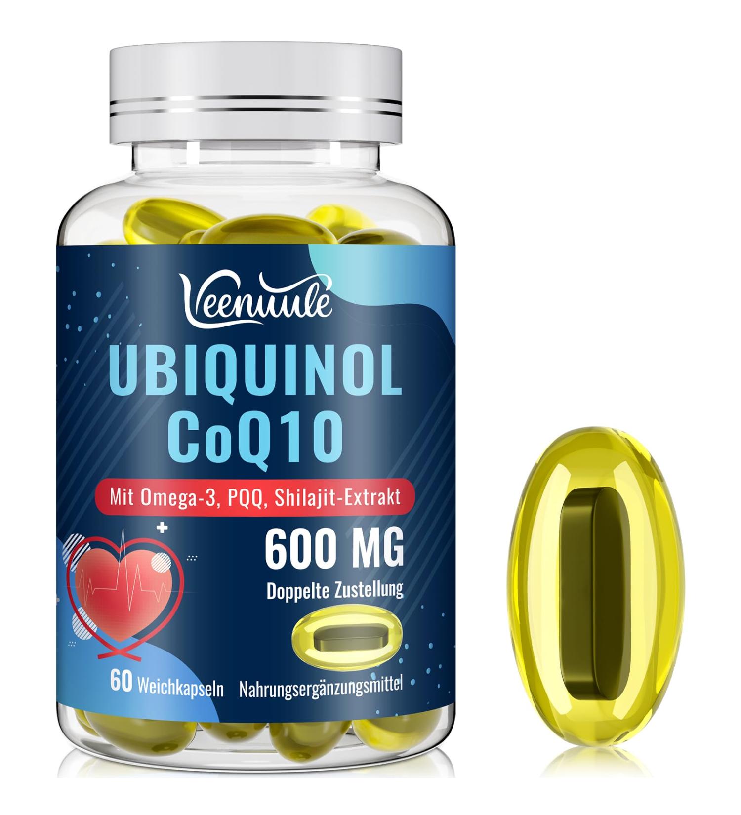Ubiquinol CoQ10 600 mg Soft Capsules With Shilajit Extract 300 mg Omega-3 150 mg PQQ 20 mg - Dual Delivery System - Improved Absorption (60 Units (Pack of 1)) - Buy Online on GoSupps.com