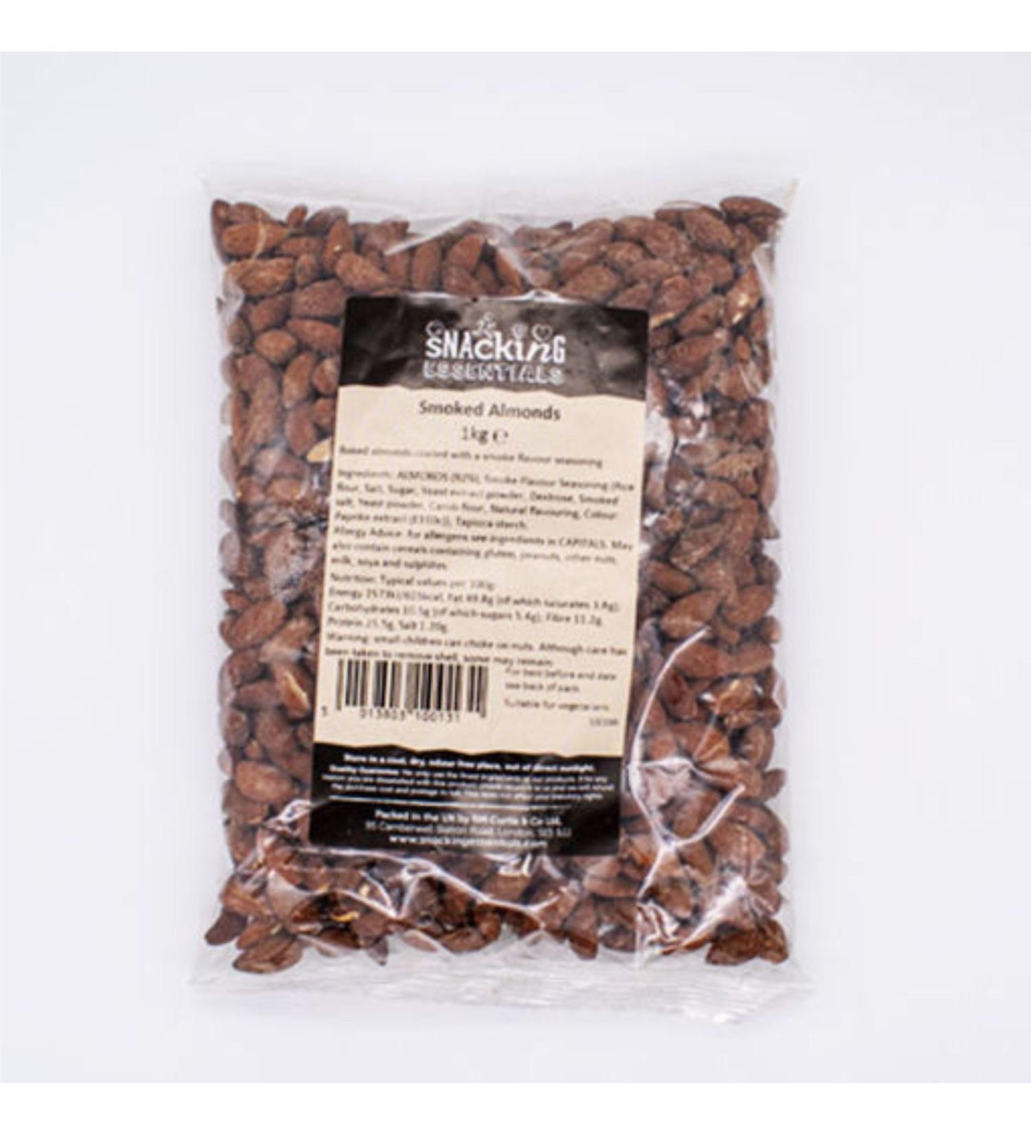 Smoked Almonds 1Kg.. Baked Whole Almonds Finished with a Smokey Flavour Seasoning.Snacking Essentials Ideal for Snacking.