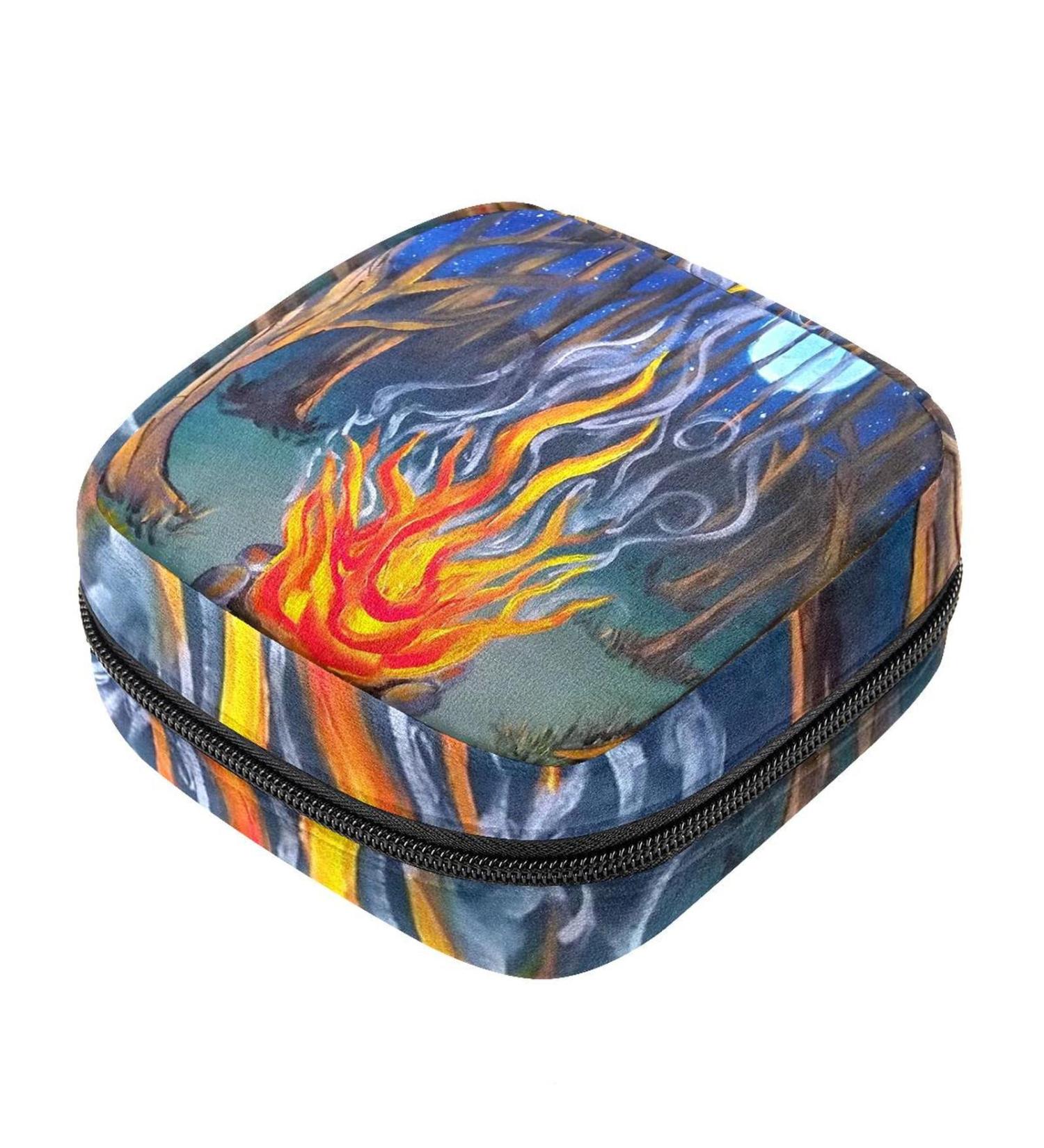 Stylish Menstruation Pad Bag with Zipper | Women's Napkin & Tampon Organizer - Campfire & Moonlight Designs - Buy Online on GoSupps.com