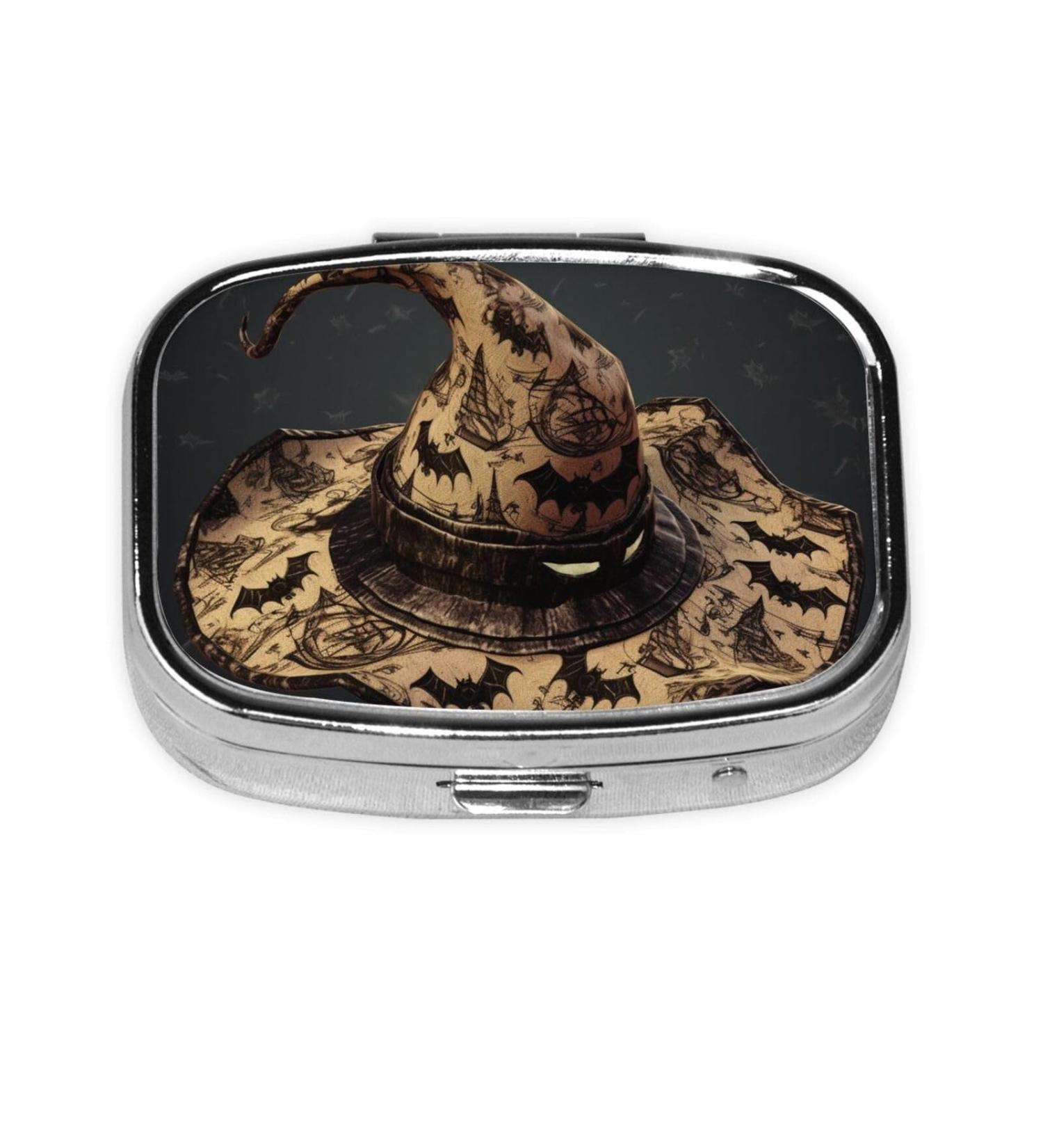 Witch Hat Pill Case - 2 Compartment Small Pill Box for Travel | Cute Organizer | Perfect for Pocket Purse & Gifts - Buy Online on GoSupps.com