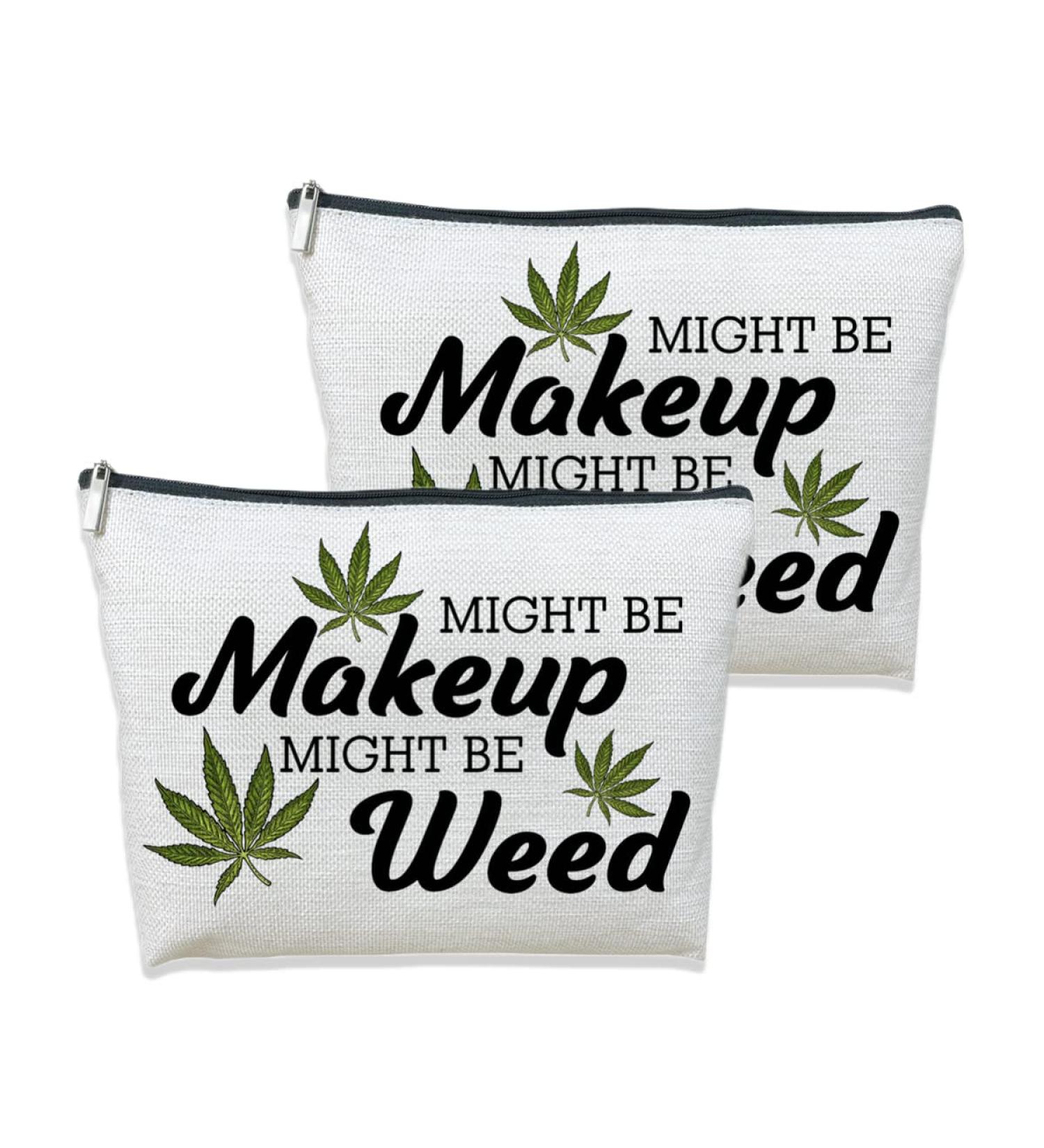 2 Pcs Marijuana Makeup Bag Set - Funny Weed Leaves Travel Zip Pouches - Great Gifts for Friends, Sisters, Colleagues - 10*7.5 Inch - Buy Online on GoSupps.com