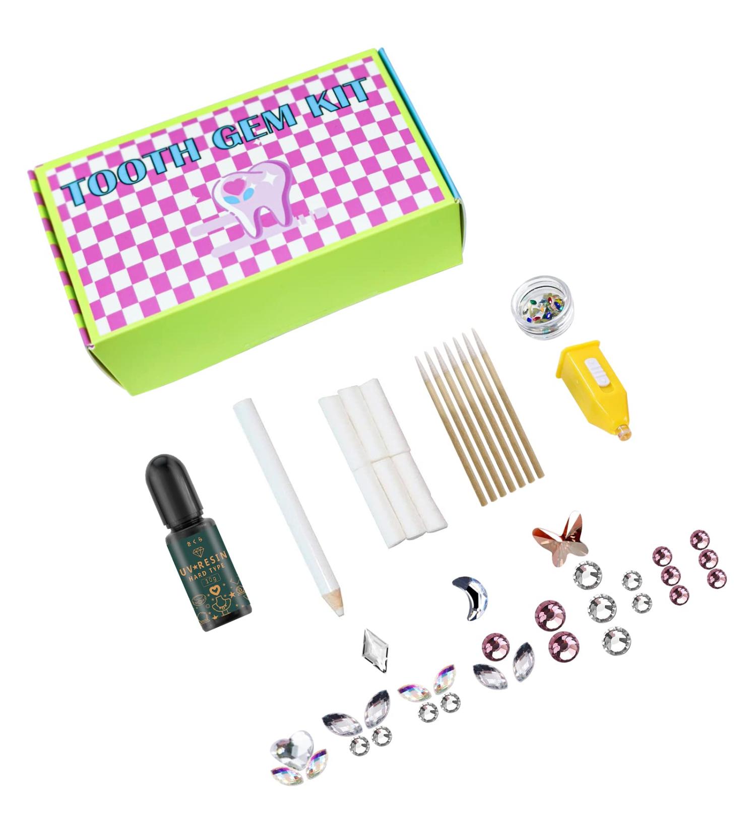 NOTYAZ Tooth Gem Kit - DIY Teeth Jewelry Starter Kit with 30Pcs Crystals - Butterfly & Tulip/Heart-Shaped Gems - Includes Glue and Light - Great Tooth Jewelry Set - Buy Online on GoSupps.com