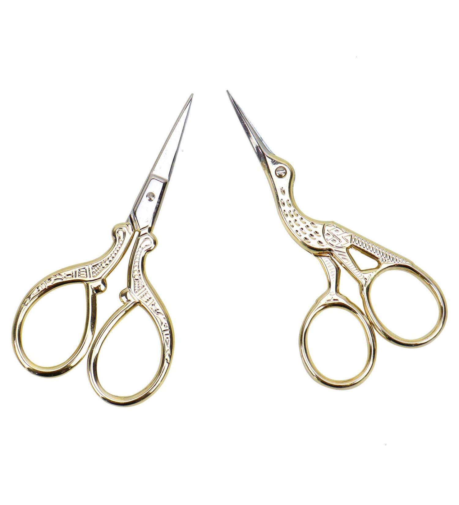AQUEENLY Embroidery Scissors - Stainless Steel Sharp Stork Scissors for Sewing, Crafting, and Needlework - 2 Pcs Gold Small Shears (3.6 Inches) - Buy Online on GoSupps.com