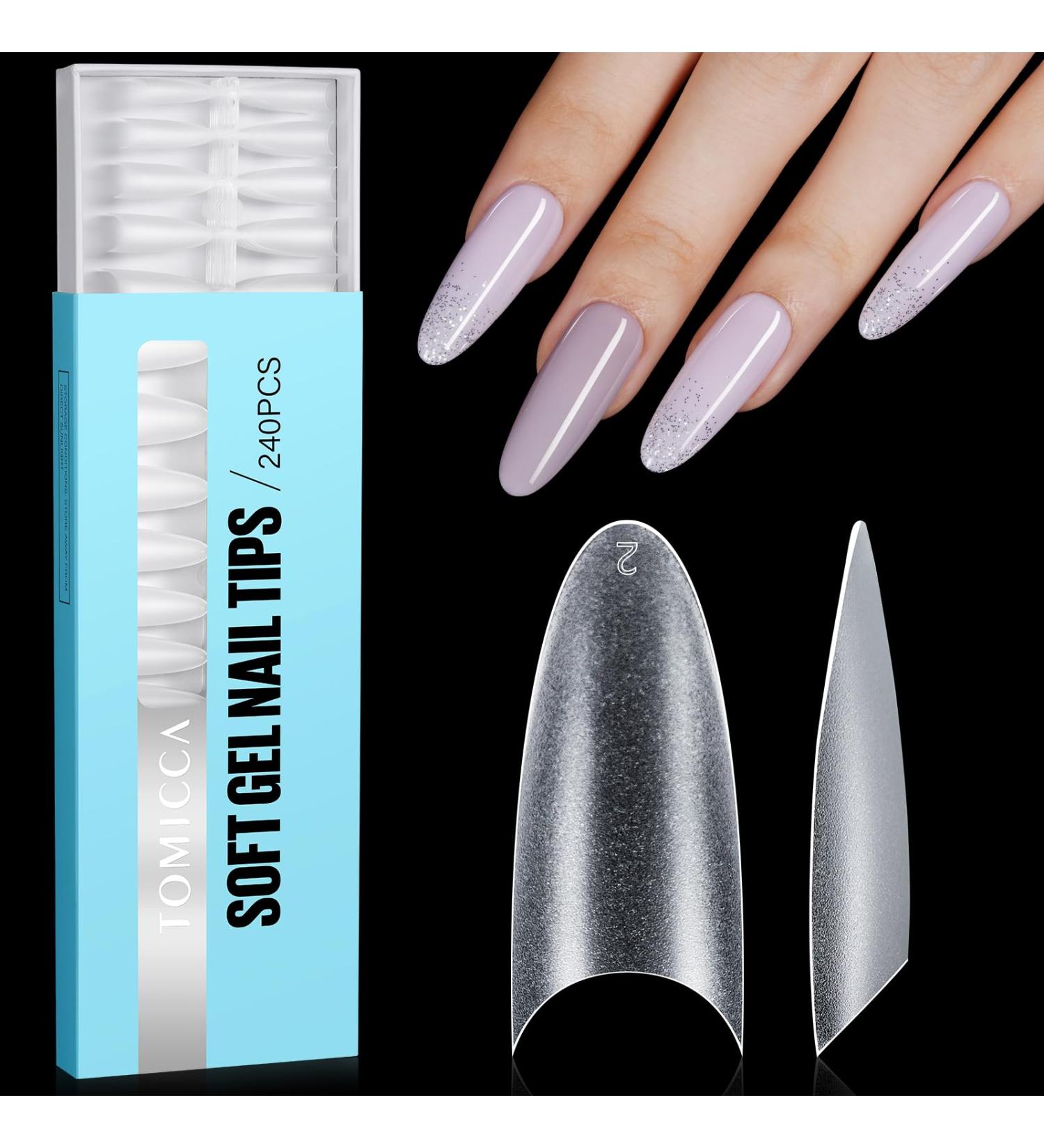 Tomicca 240 Pieces Clear Acrylic Half Cover Nail Tips | Oval French Fake Nails - 12 Sizes for Nail Studios & DIY Nail Extensions - Buy Online on GoSupps.com