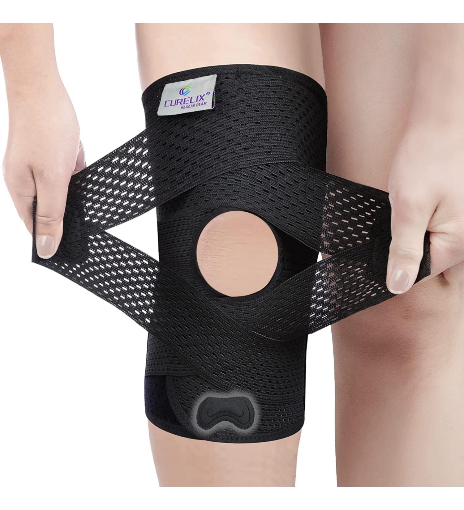 CURELIX 2023 Knee Brace with Side Stabilizers - Adjustable Support for Meniscus Tear, MCL, ACL, Arthritis - Gel Pad & Shin Pad Included (Black, Large) - Buy Online on GoSupps.com
