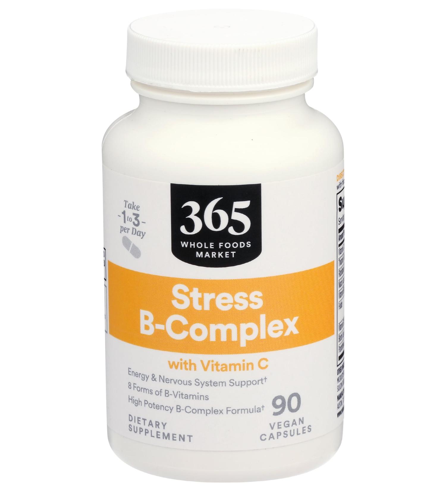 365 by Whole Foods Market Vitamin B Stress Complex with Vitamin C 90 Veg Capsules - Buy Online on GoSupps.com