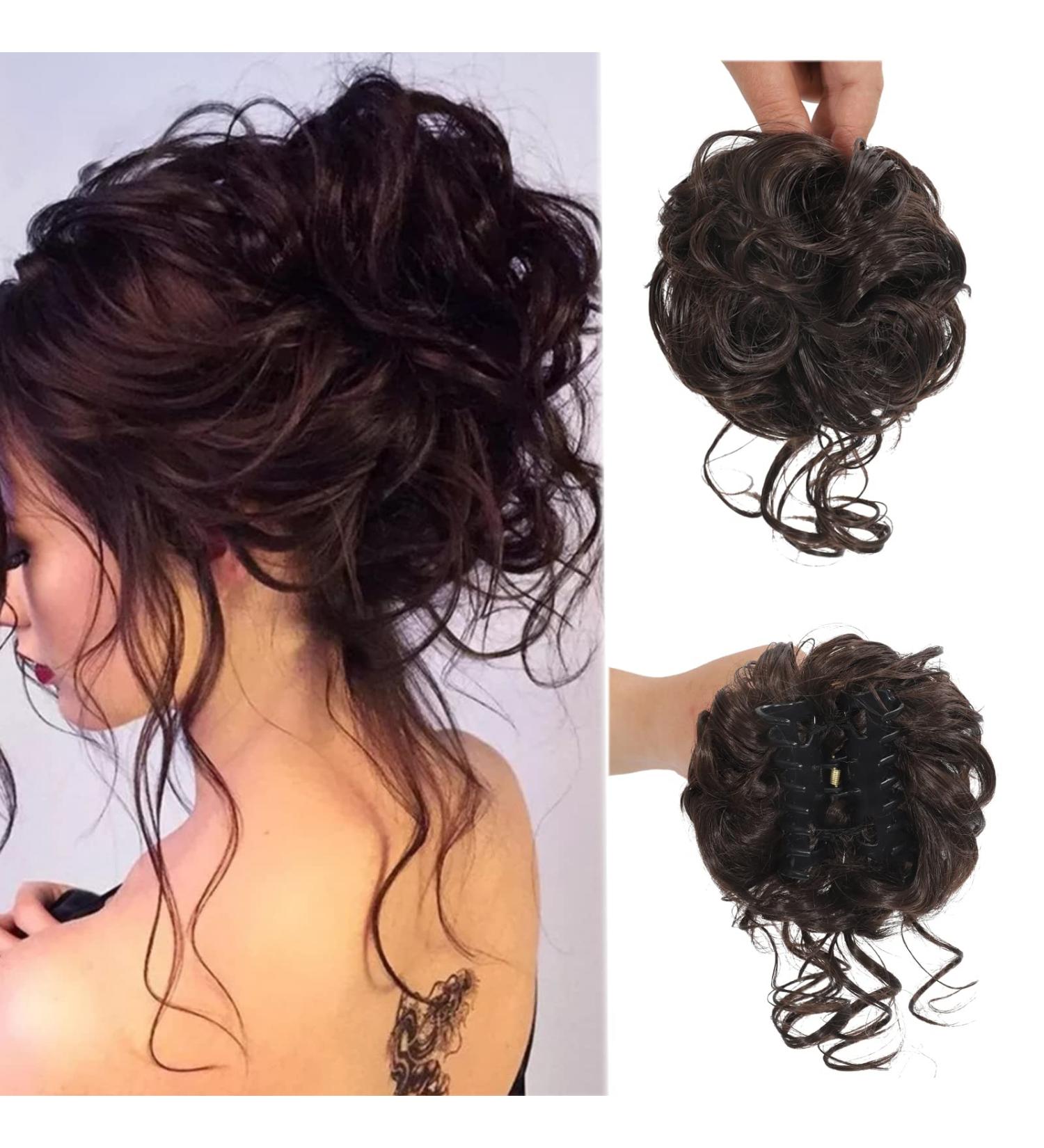 Claw Messy Bun Clip | Wavy Curly Chignon Hairpiece | Synthetic Updo Ponytail for Women & Girls - Buy Online on GoSupps.com