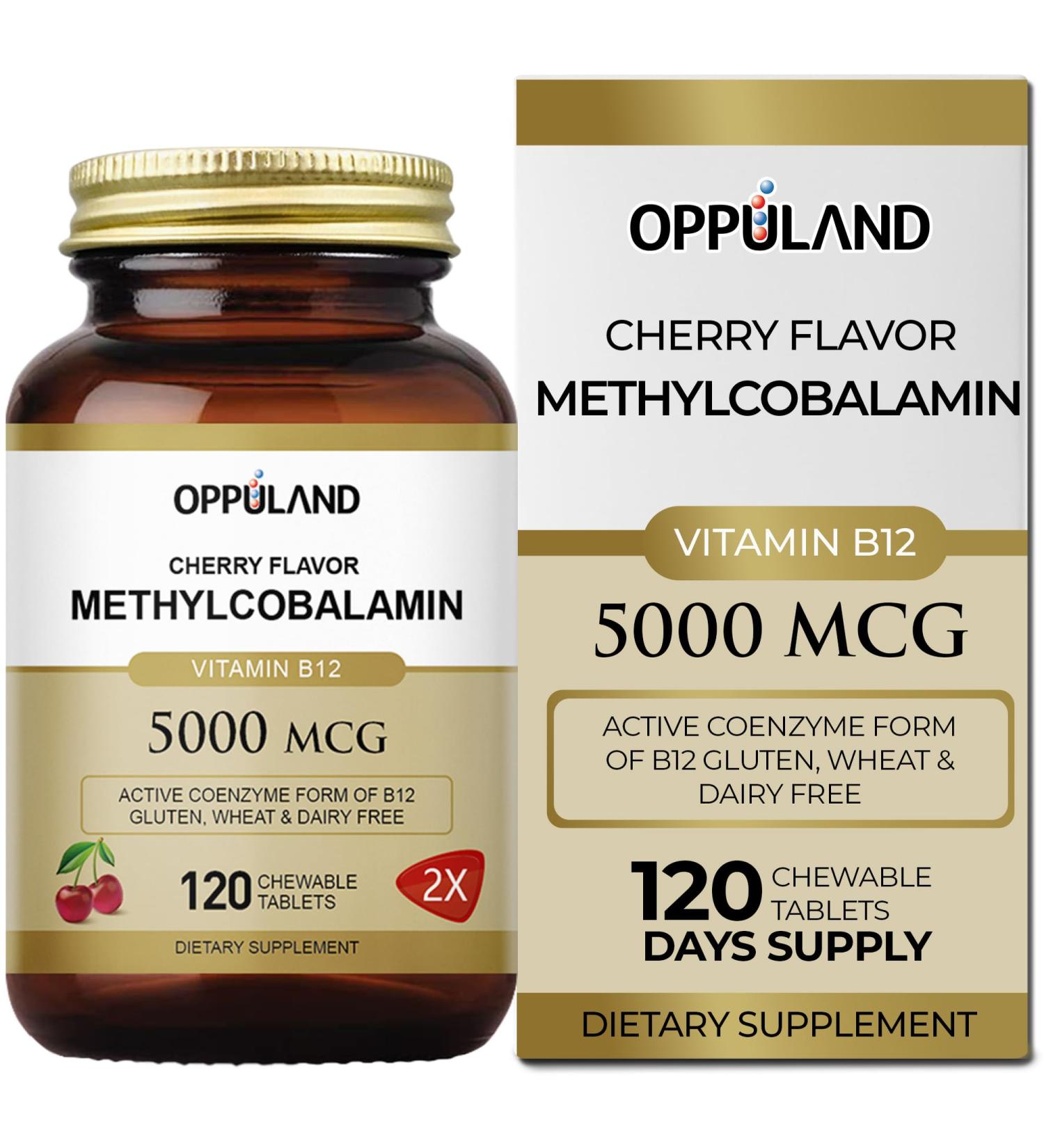 Methyl B-12 5000mcg Chewable with Folate - Vitamin B12 Methylcobalamin Sublingual Tablets - Supports Energy & Brain Function - Vegan Supplement - Cherry Flavor - 120 Count 120 Count (Pack of 1) - Buy Online on GoSupps.com