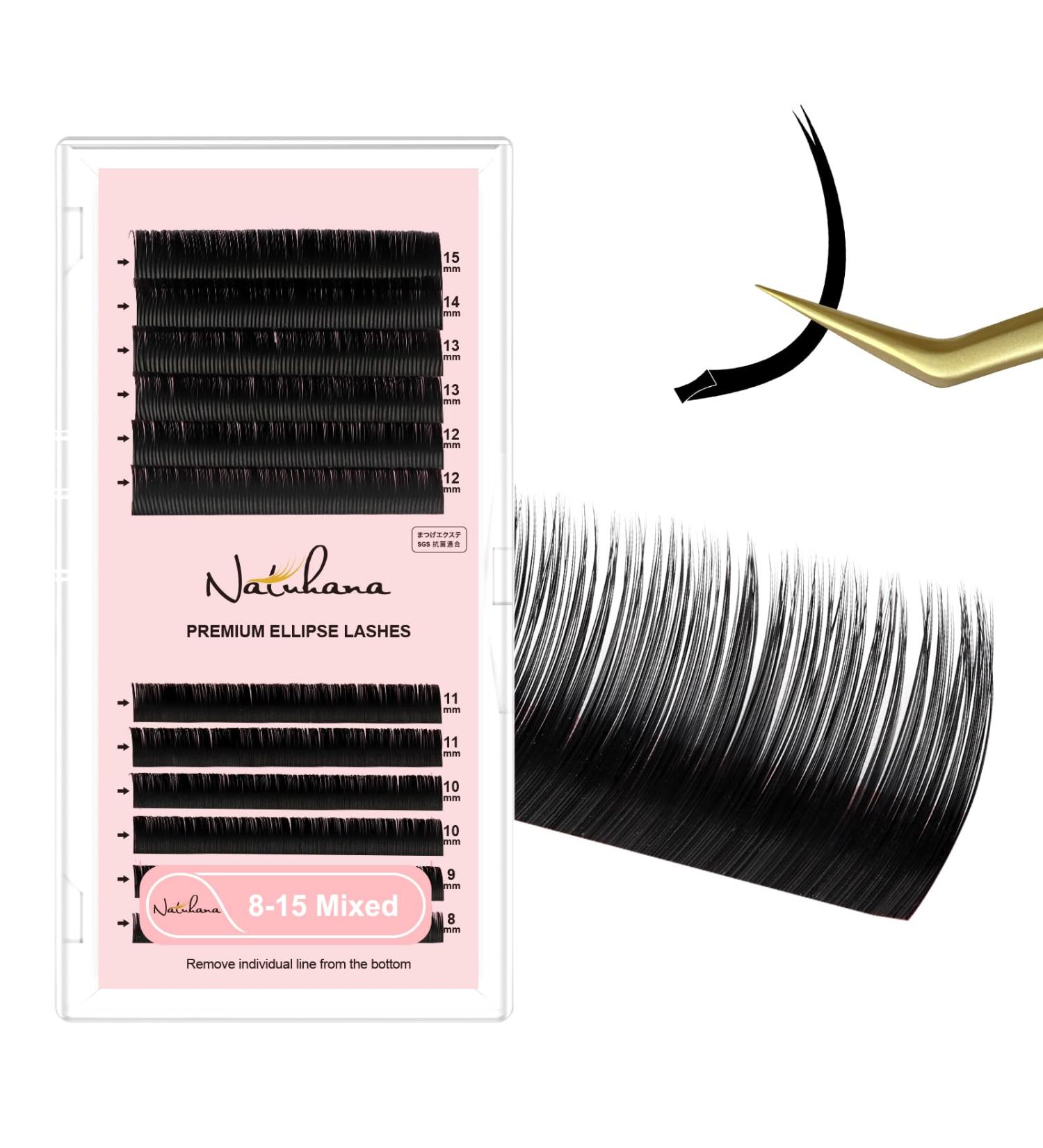 Ellipse Flat Eyelash Extensions B Curl 0.20mm | 8-15mm Mixed Makeup Tray | Natural Soft Black Individual Classic Lash Supply - Buy Online on GoSupps.com