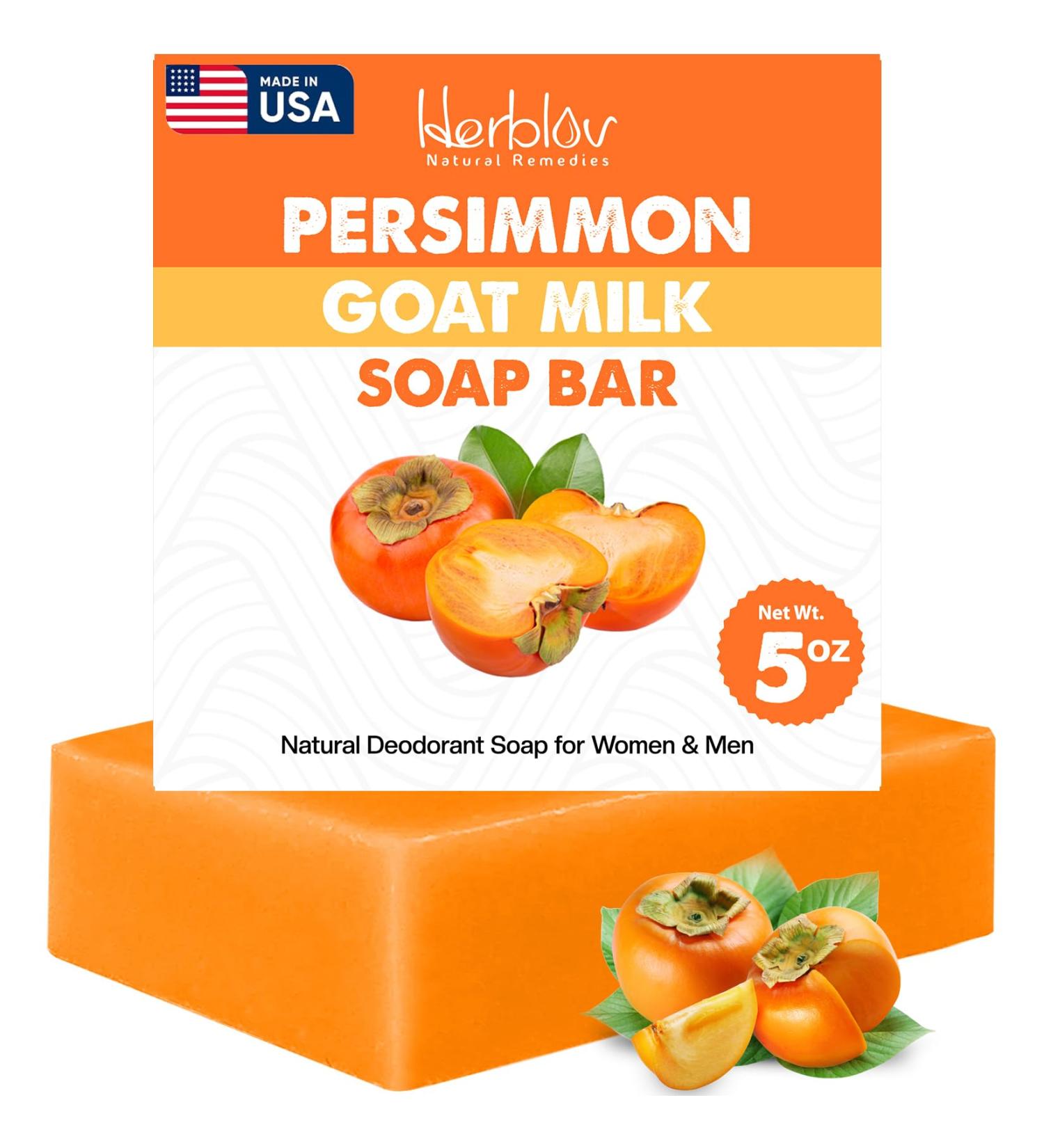 Persimmon Soap Bar | Natural Deodorant for Body Odor Control | Goat Milk Body Wash | Skin Brightening Soap for Men & Women - Buy Online on GoSupps.com