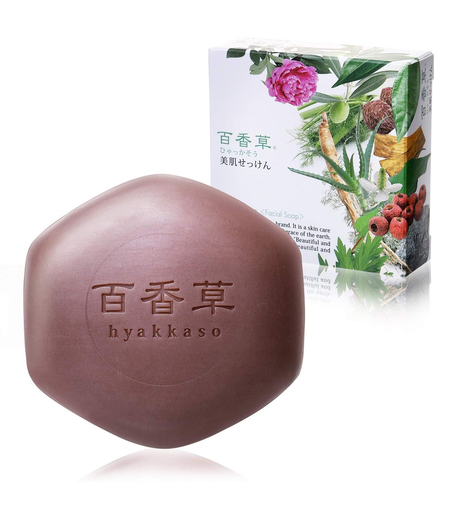 Natural Organic Acne Face Wash Soap Bar | Chemical-Free Lathering Cleanser with Herbs & Minerals | Japanese Skin Care for All Ages | Hyakkaso 80g (2.8oz - Buy Online on GoSupps.com