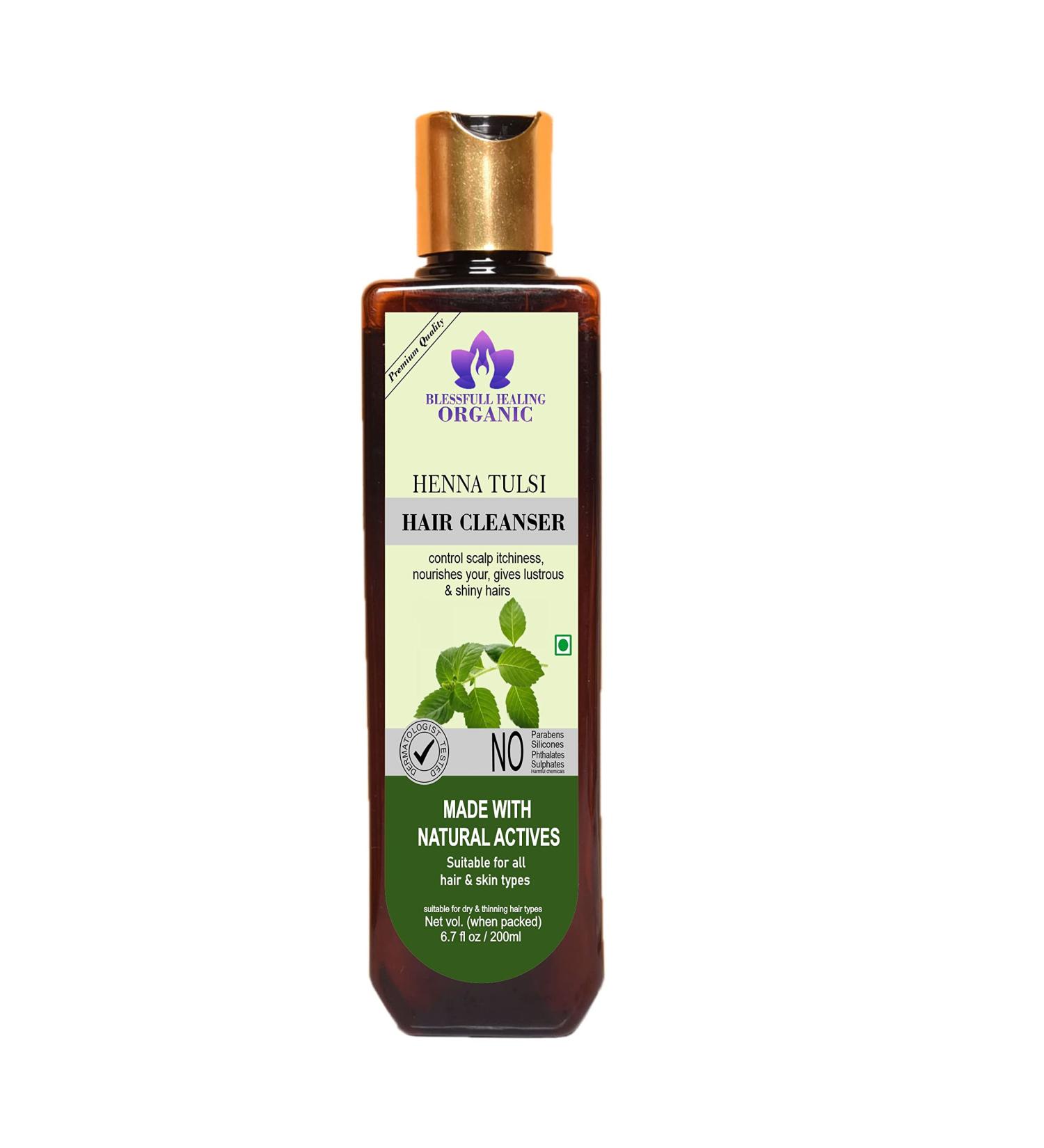 Blessfull Healing Organic Henna Tulsi Hair Cleanser | Shampoo 200 ML (Packing May Vary) 200 ml (Pack of 1) - Buy Online on GoSupps.com