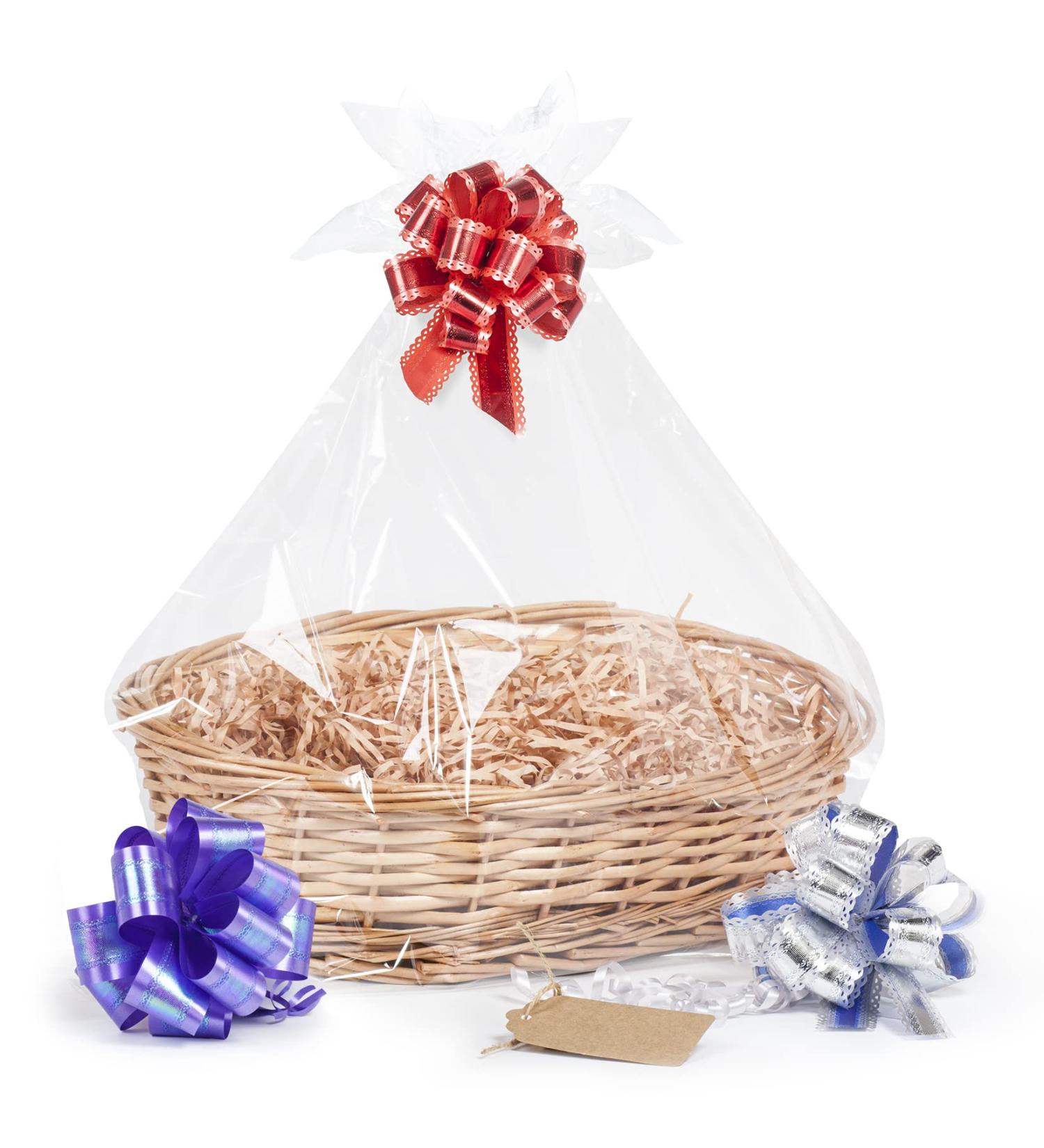 DIY Wicker Gift Hamper Kit - Oval Basket for Christmas, Weddings, Baby Showers - Natural - Buy Online on GoSupps.com