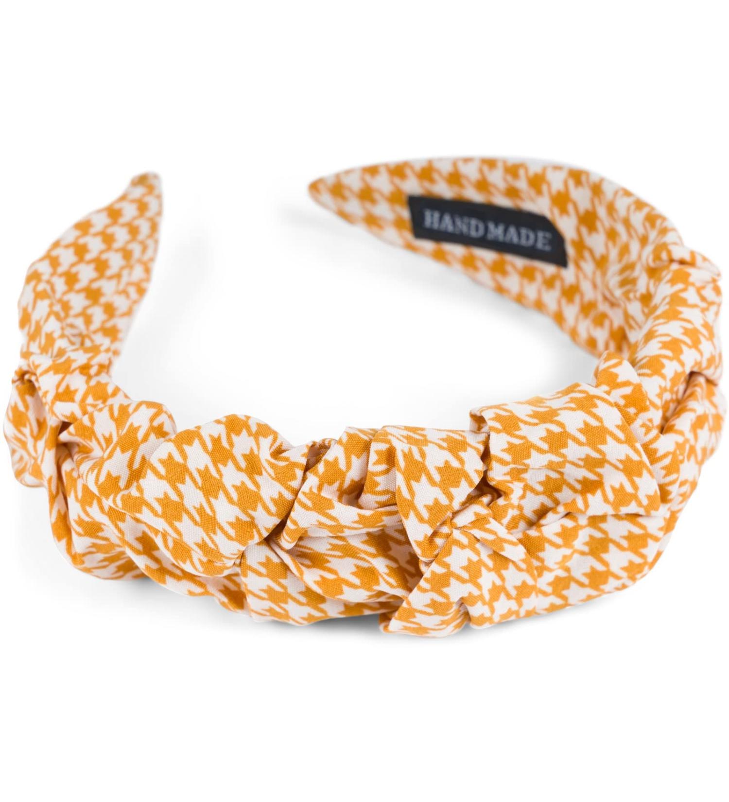 styleBREAKER Houndstooth Headband for Women | Curry-White Ruffle Hair Accessory | International Shipping - Buy Online on GoSupps.com