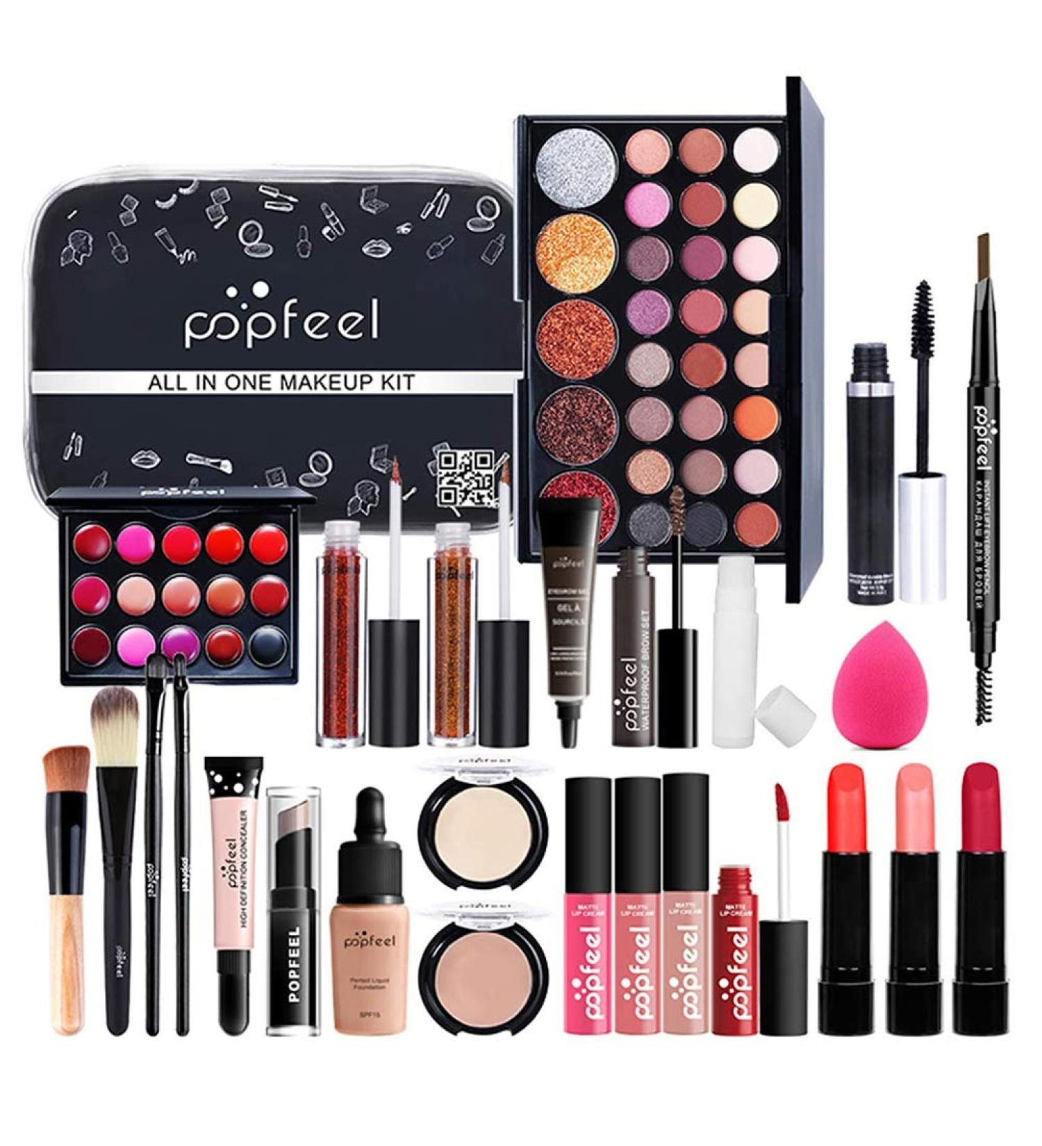 Professional Makeup Set - Newooh Cosmetic Starter Kit | Portable Travel Makeup Palette | Full Size Eyeshadow Face Powder & Lip Gloss | Perfect Birthday & Xmas Gift for Teens & Adults - Buy Online on GoSupps.com
