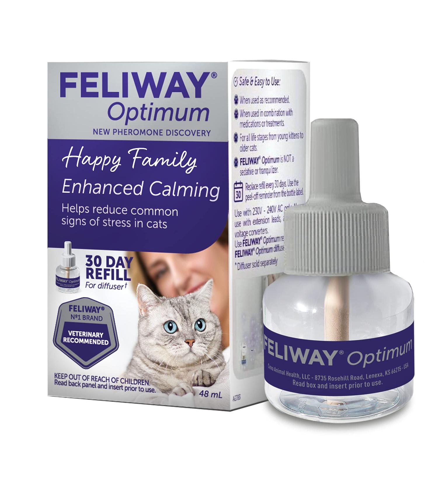 FELIWAY Optimum Cat Calming Pheromone Diffuser Refill - 48mL (30 Days) - Buy Online on GoSupps.com