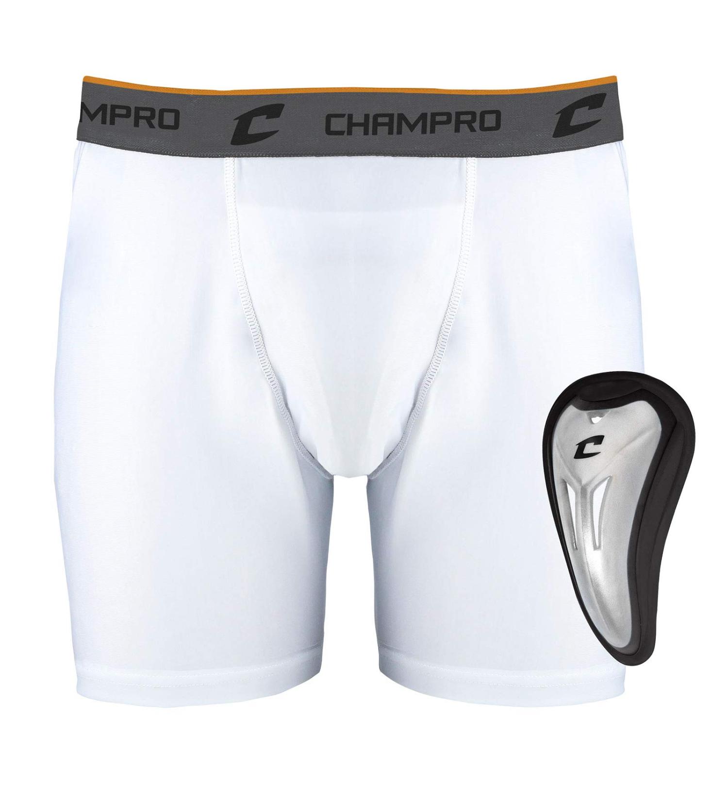 CHAMPRO Youth Medium Compression Boxer Short with Cup - White | BPS14YCWM - Buy Online on GoSupps.com