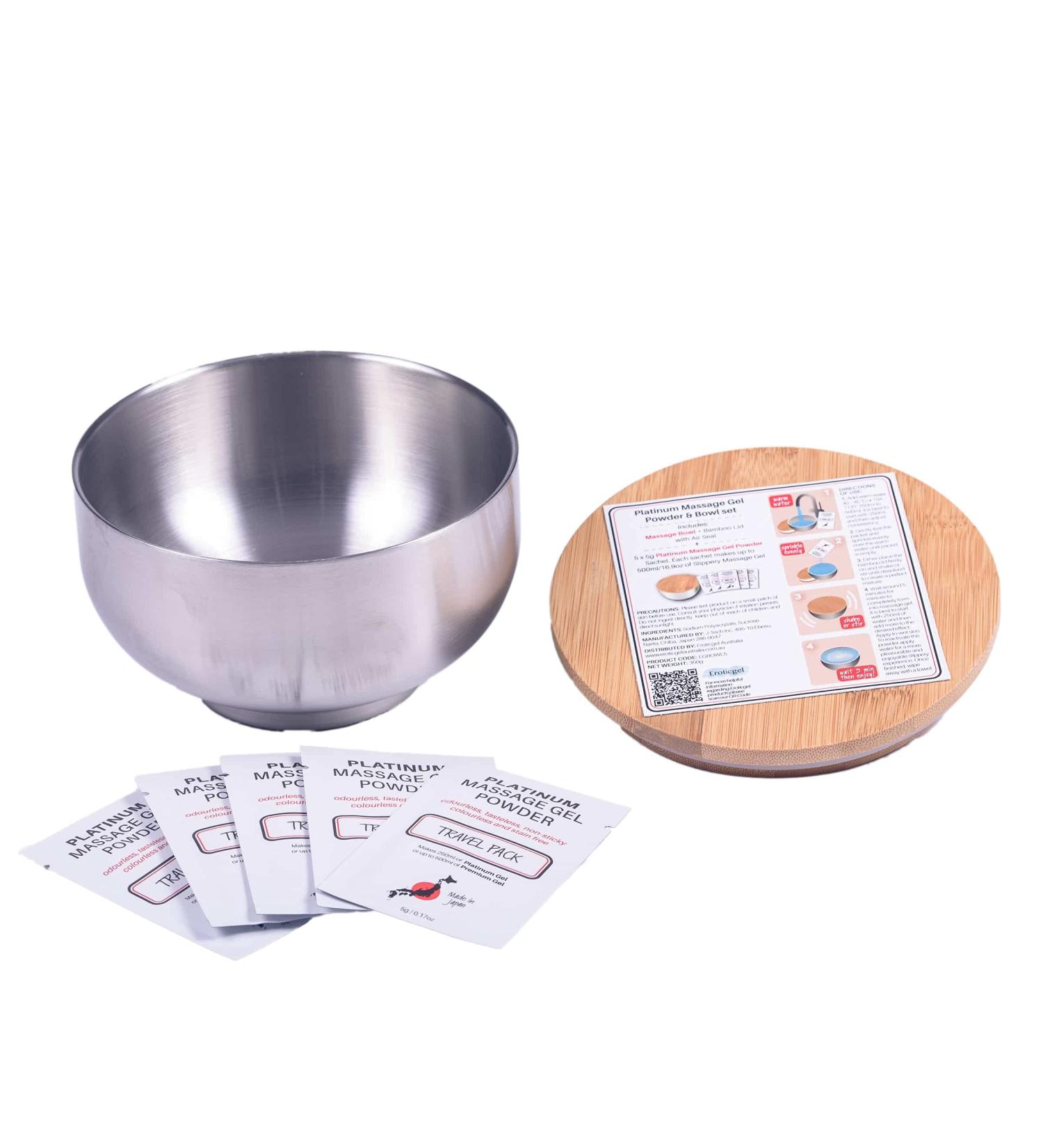 Platinum Nuru Massage Gel Powder Set | 5 x 5g Sachets | 16 fl oz Bowl Included - Buy Online on GoSupps.com