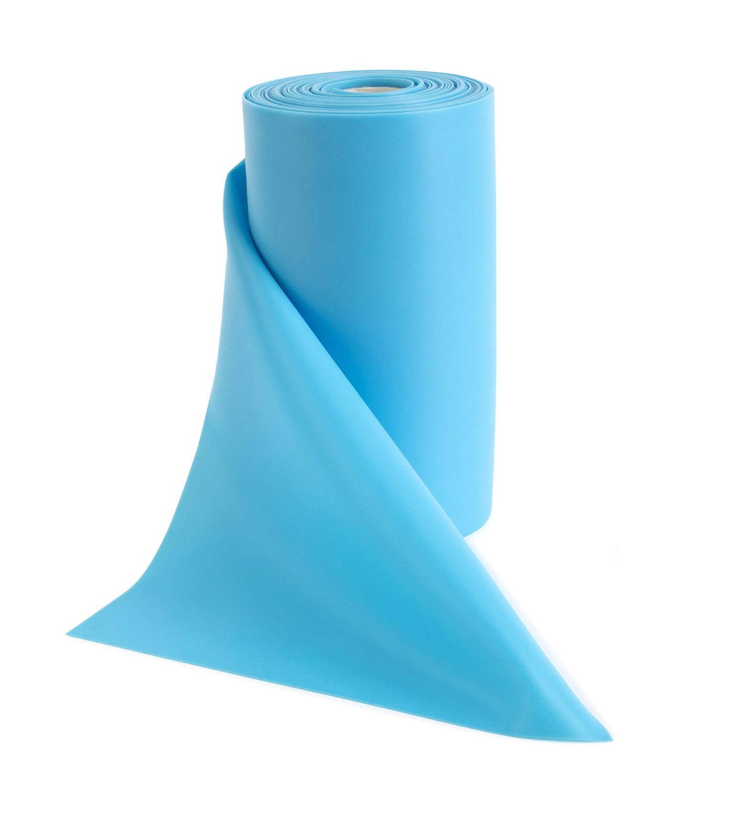 Super Exercise Band Sky Blue Medium+ Strength Latex Free Resistance Band Material in 24 Yard (75 ft.) Bulk Rolls. Home Gym Training for Physical Therapy Pilates Stretching and Yoga Workouts. - Buy Online on GoSupps.com