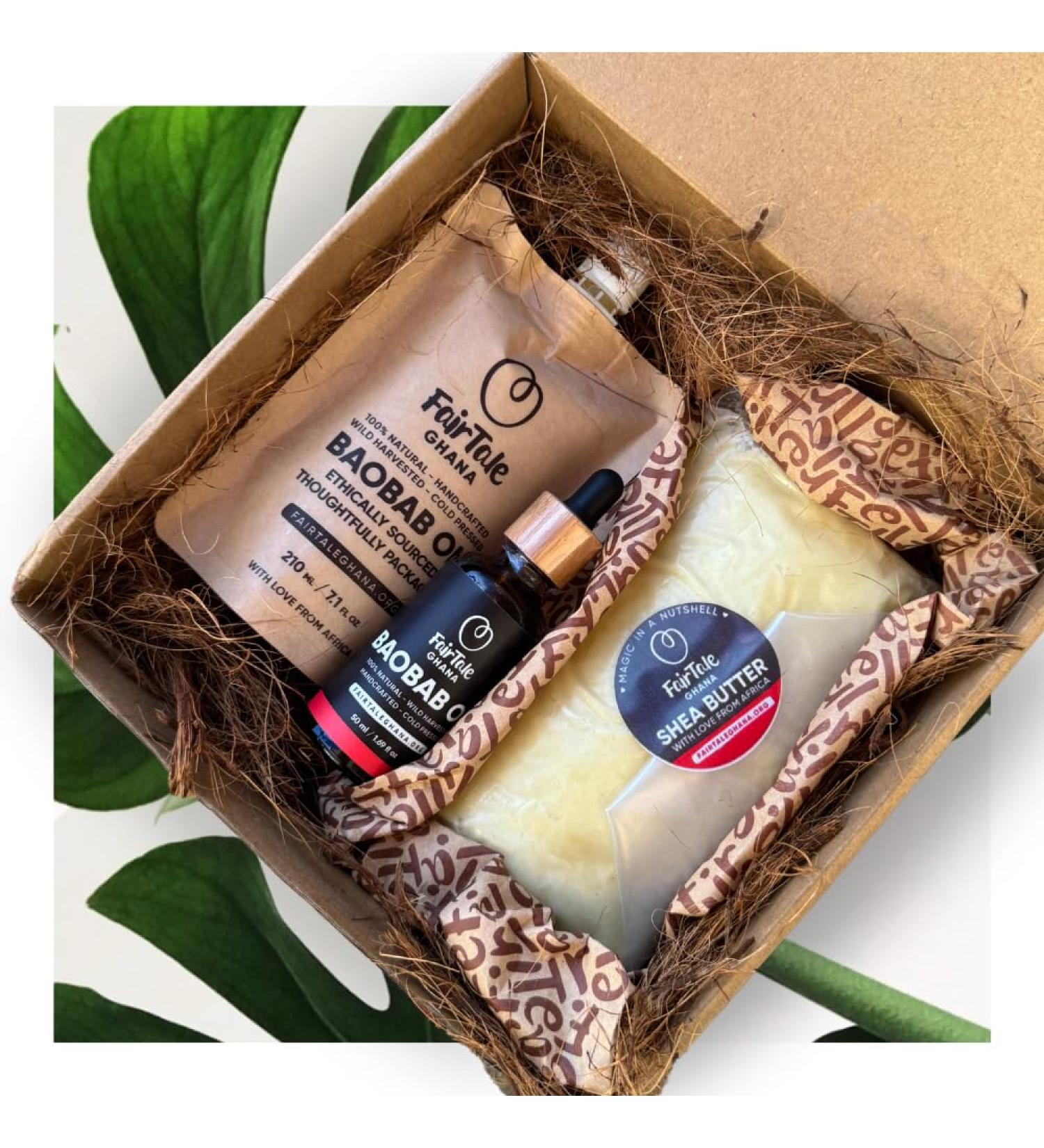  FairTale GHANA FairTale GHANA Raw African Shea Butter 16oz / 450g + Baobab Oil 210ml / 210ml Set - Buy Online on GoSupps.com