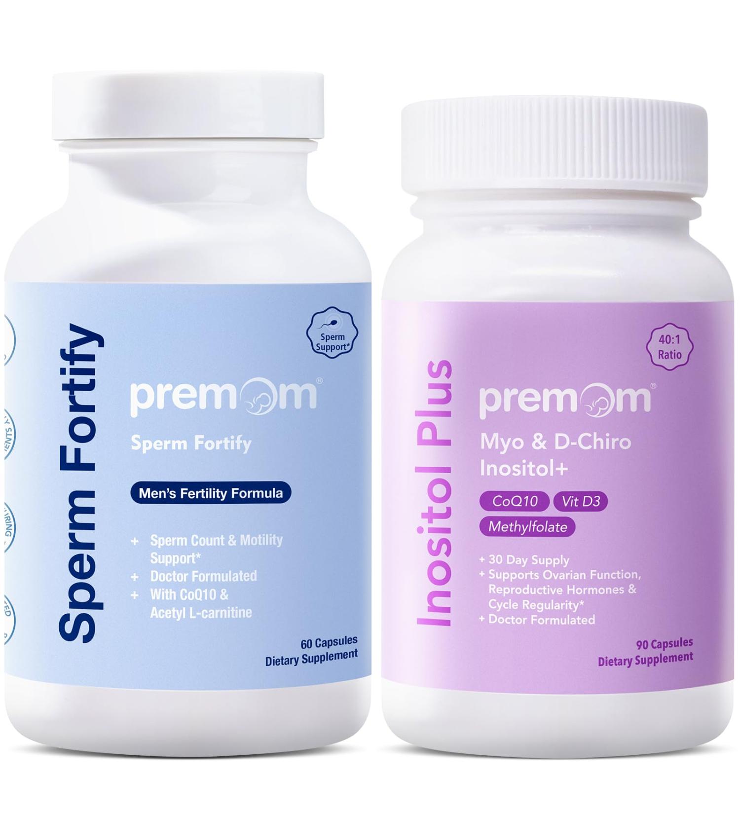 Premom Male Sperm Fortify Capsules - Male Fertility Supplements for Men Inositol Plus Bundle Fertility Support for Women 120 Count - Buy Online on GoSupps.com