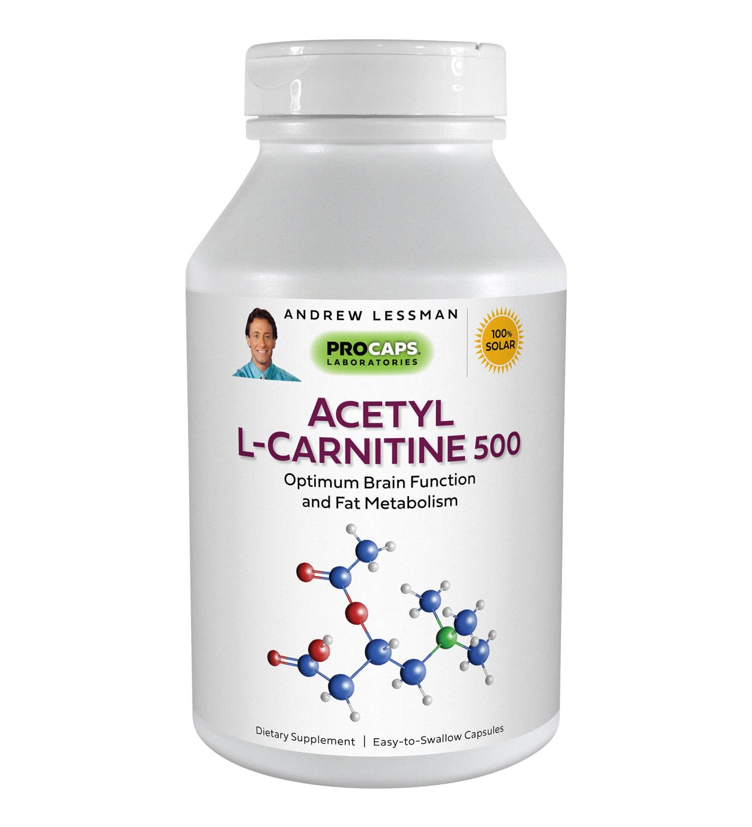 Andrew Lessman Acetyl L-Carnitine 500mg - 60 Capsules - Nervous System Support for Energy & Brain Health - Buy Online on GoSupps.com