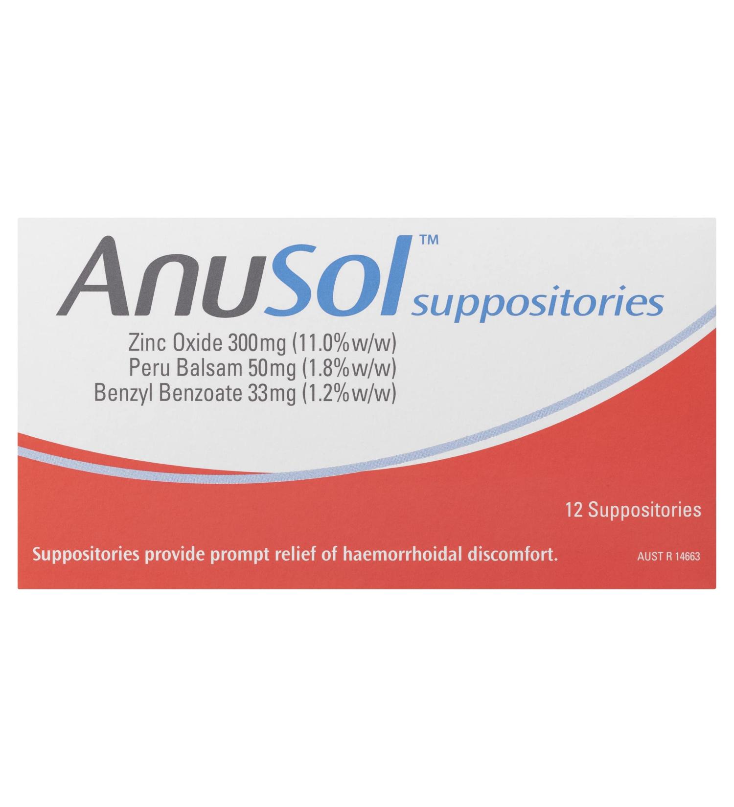 Anusol Suppositories 12 - Fast Relief for Hemorrhoid Symptoms - Buy Online on GoSupps.com