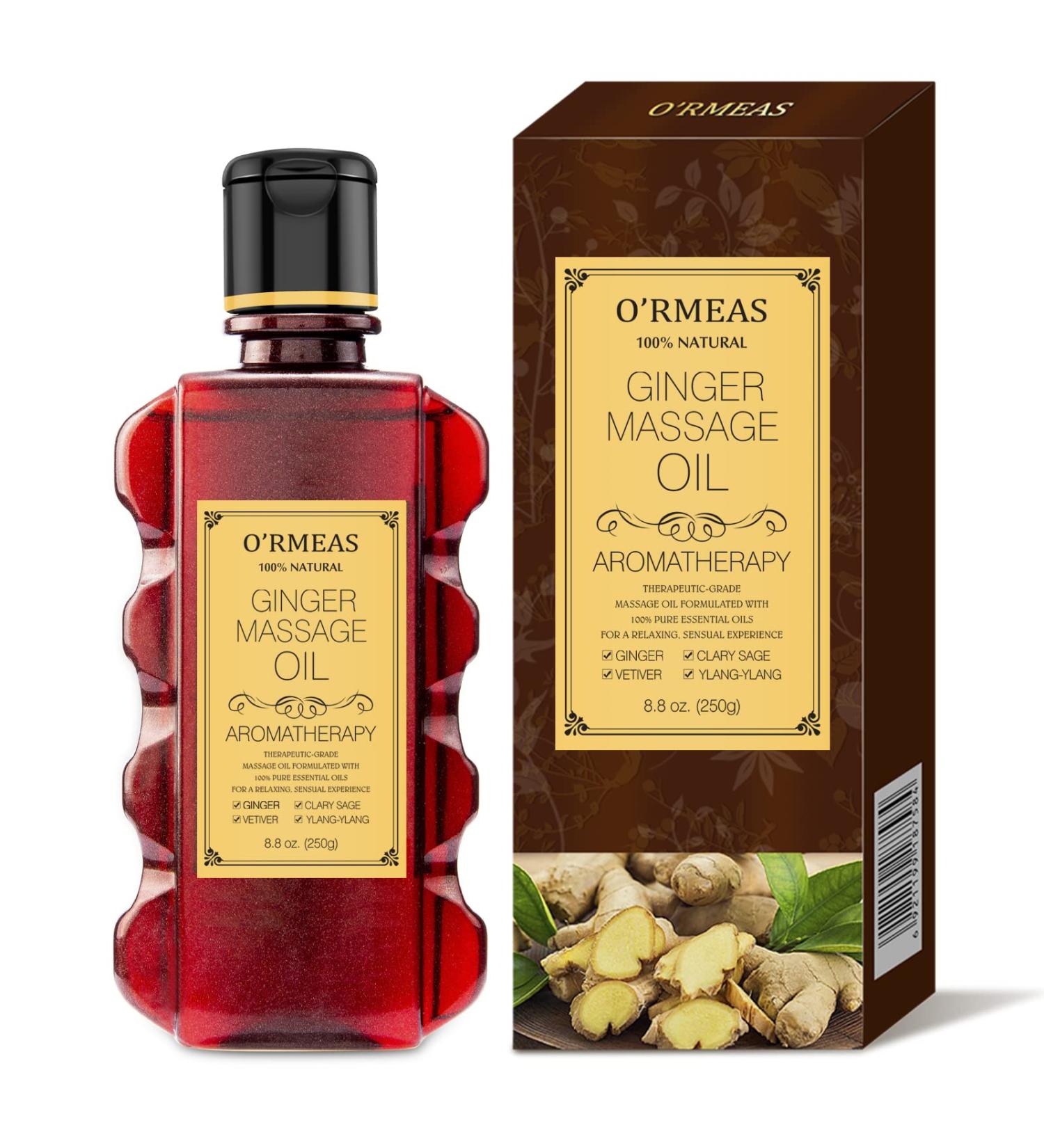 Ginger Massage Oil for Joint Pain Relief and Relaxation - 8.8 oz Body Moisturizer for Men and Women - Buy Online on GoSupps.com