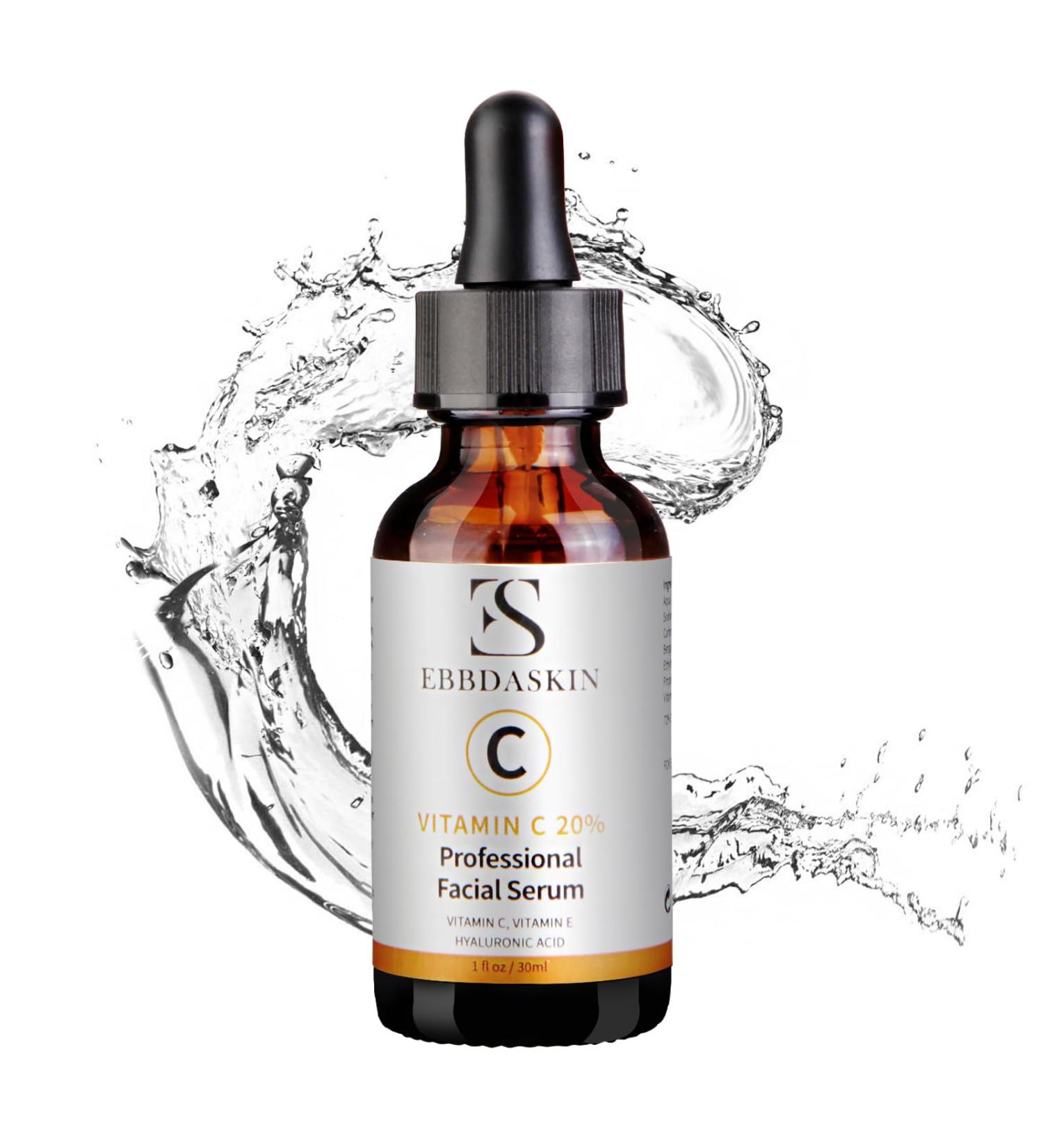 Premium Vitamin C Serum for Face | Anti-Aging Skin Care with Hyaluronic Acid & Vitamin E - 30ml | EBBDASKIN - Buy Online on GoSupps.com