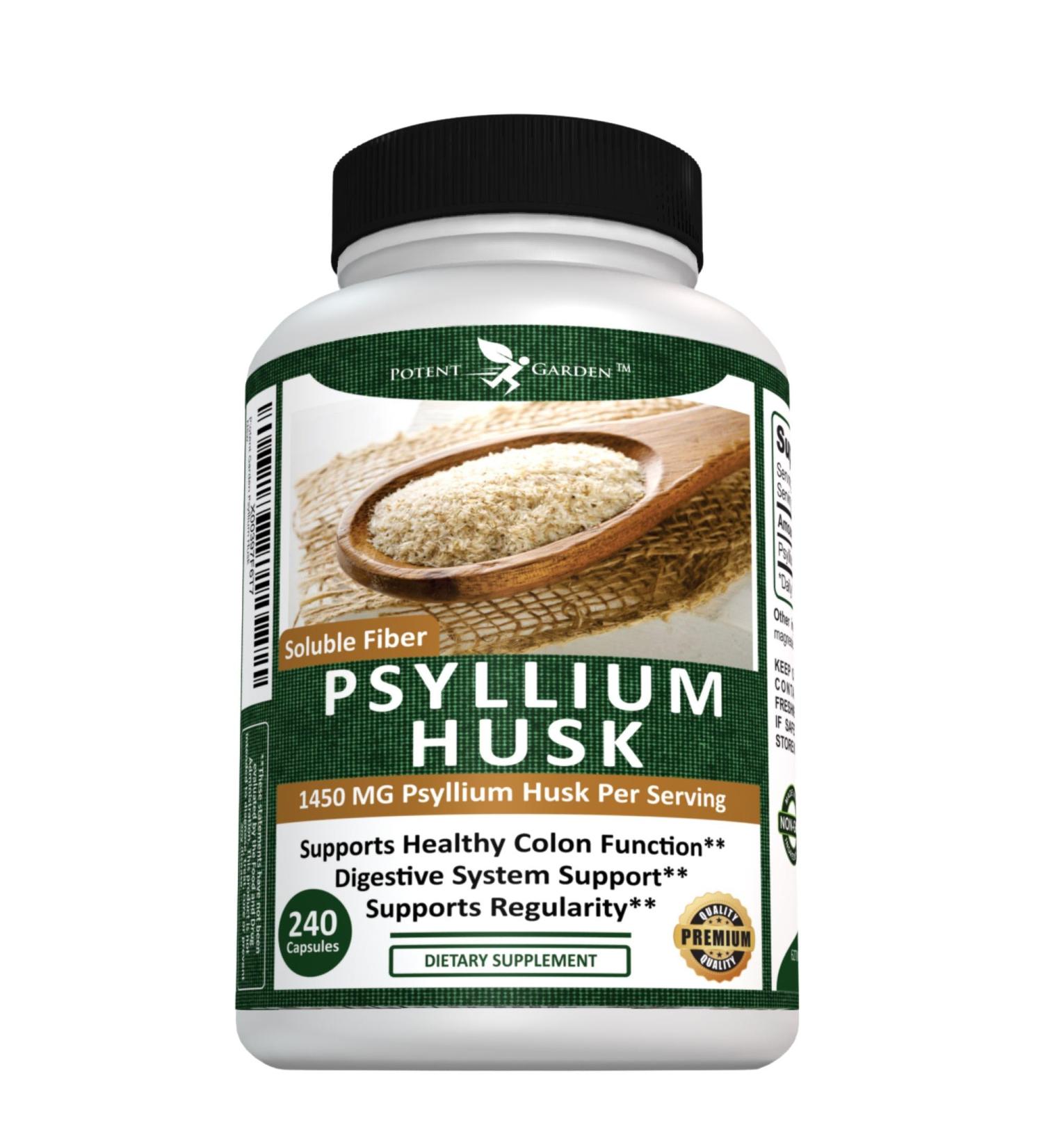 Potent Garden Psyllium Husk Capsules All Natural & Powerful Soluble Dietary Fiber Supplement Helps Support Regularity & Digestion 240 Caps - Buy Online on GoSupps.com