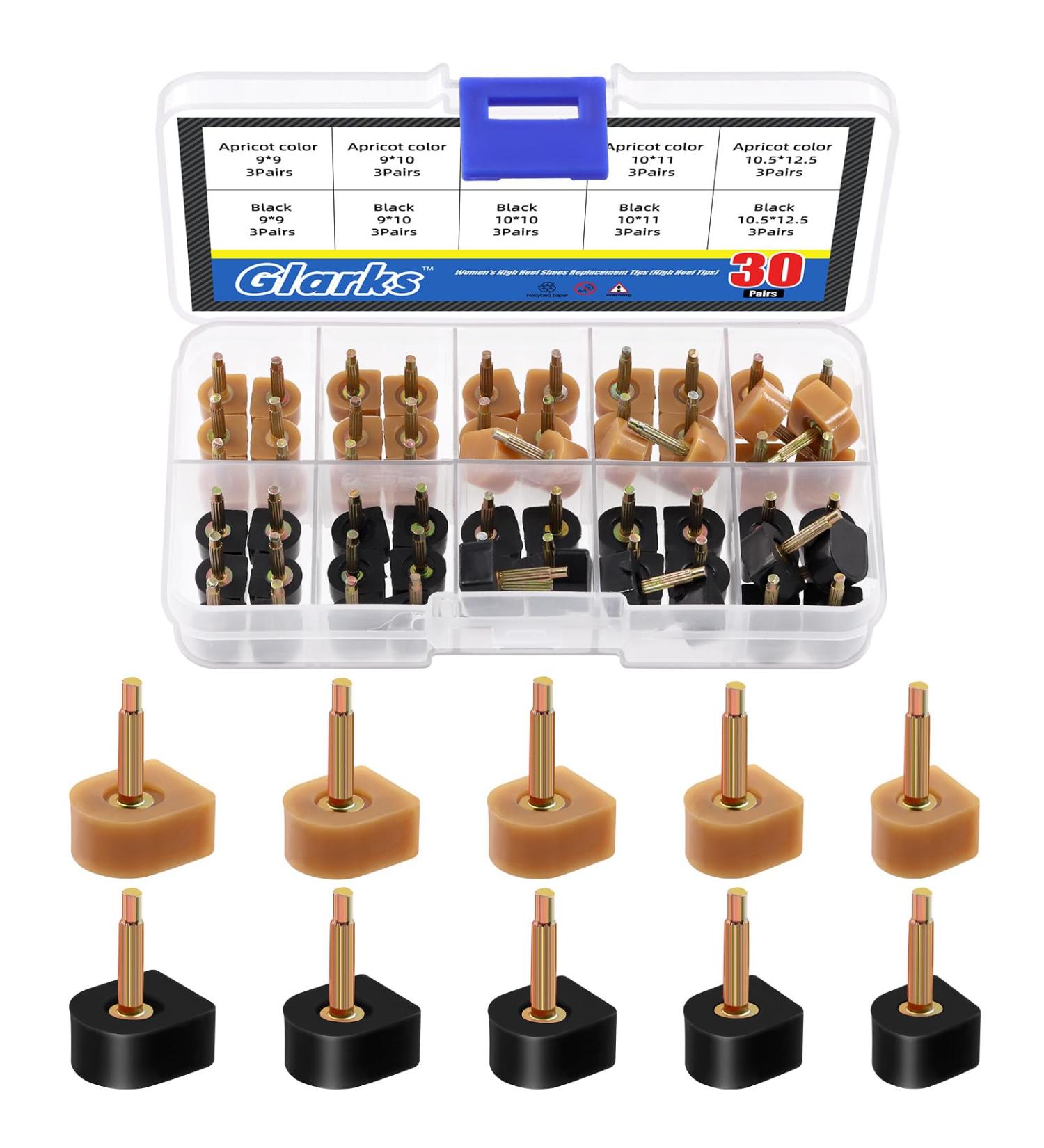 GLARKS High Heel Repair Tips - 30 Pairs 5 Sizes U-Shape Caps for Women s Quadratic Heels | International Shipping - Buy Online on GoSupps.com