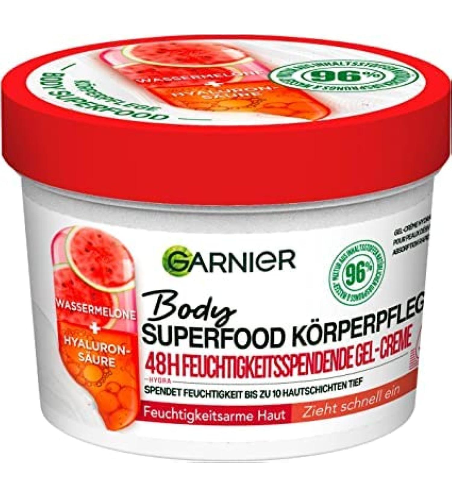 Garnier Body Superfood Hydrating Gel-Cream with Watermelon & Hyaluronic Acid - Vegan Formula for Normal Skin 380ml - International Shipping Available - Buy Online on GoSupps.com