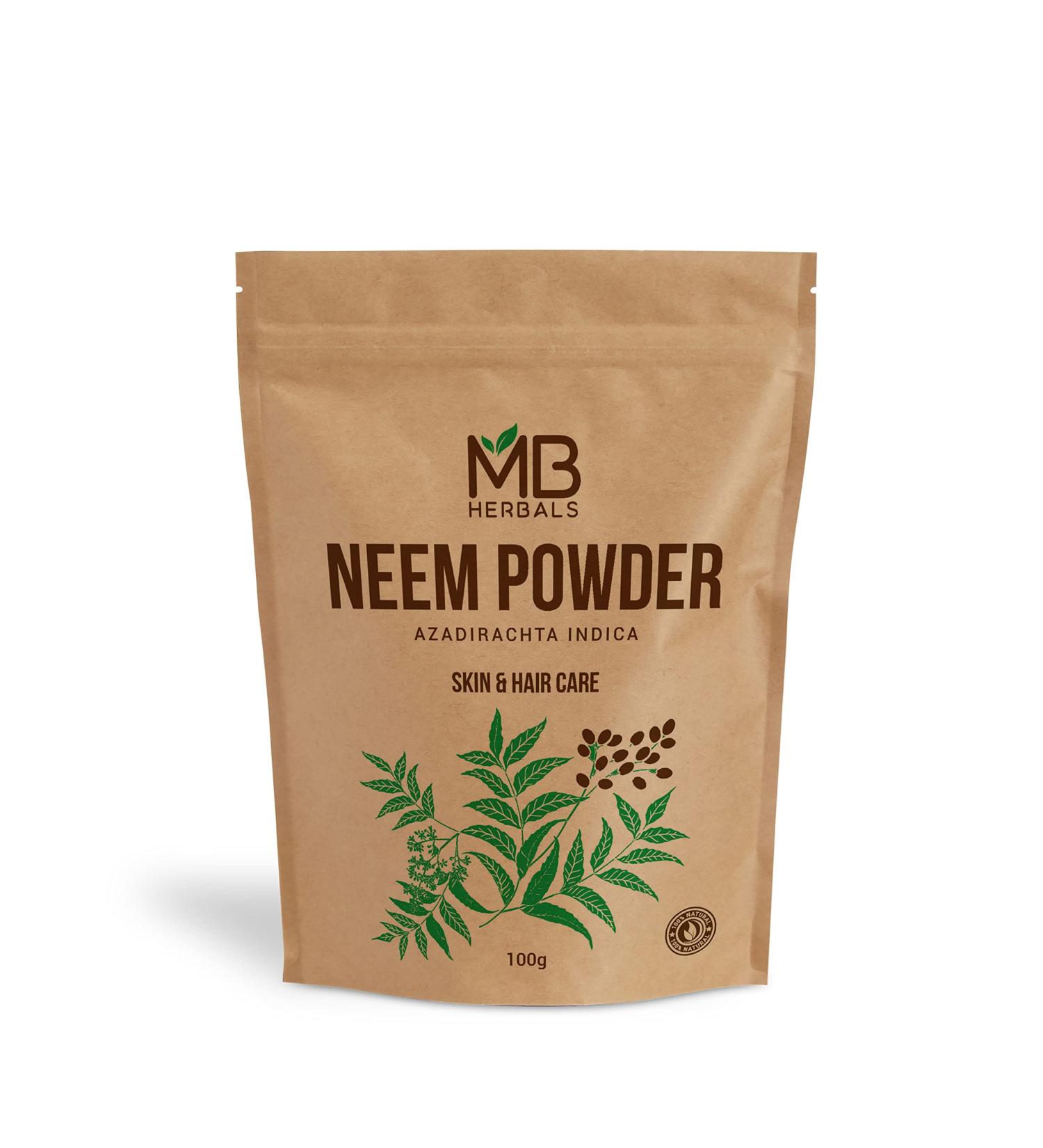 MB Herbals Pure Neem Leaf Powder 100g | Azadirachta Indica | Bitter Neem Supplement for Skin, Hair & Detox - Buy Online on GoSupps.com