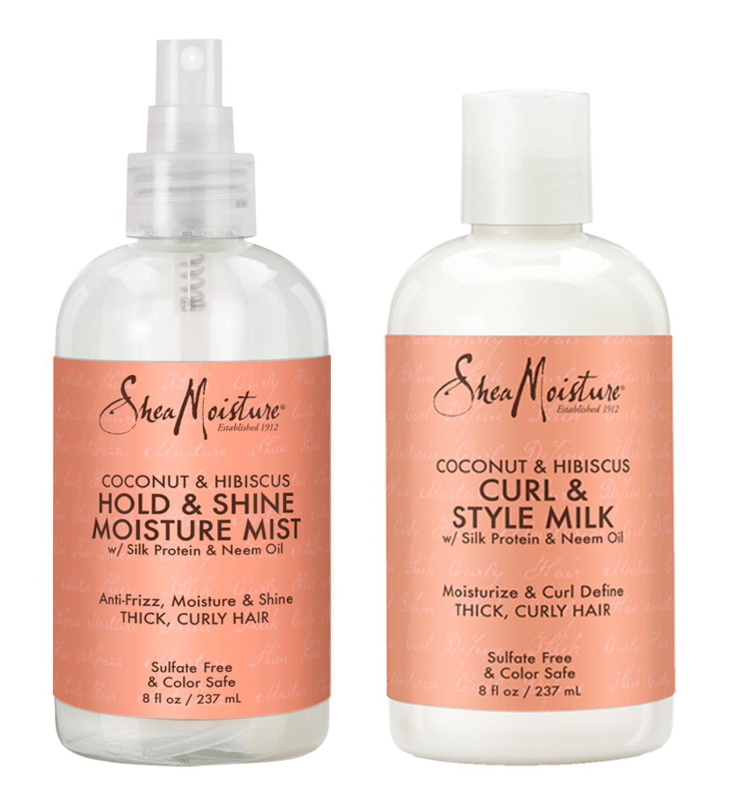 Shea Moisture Coconut Hibiscus Hold & Shine Moisture Mist & Curl & Style Milk 8oz Best International Shipping - Moisturizing Hair Care - Buy Online on GoSupps.com