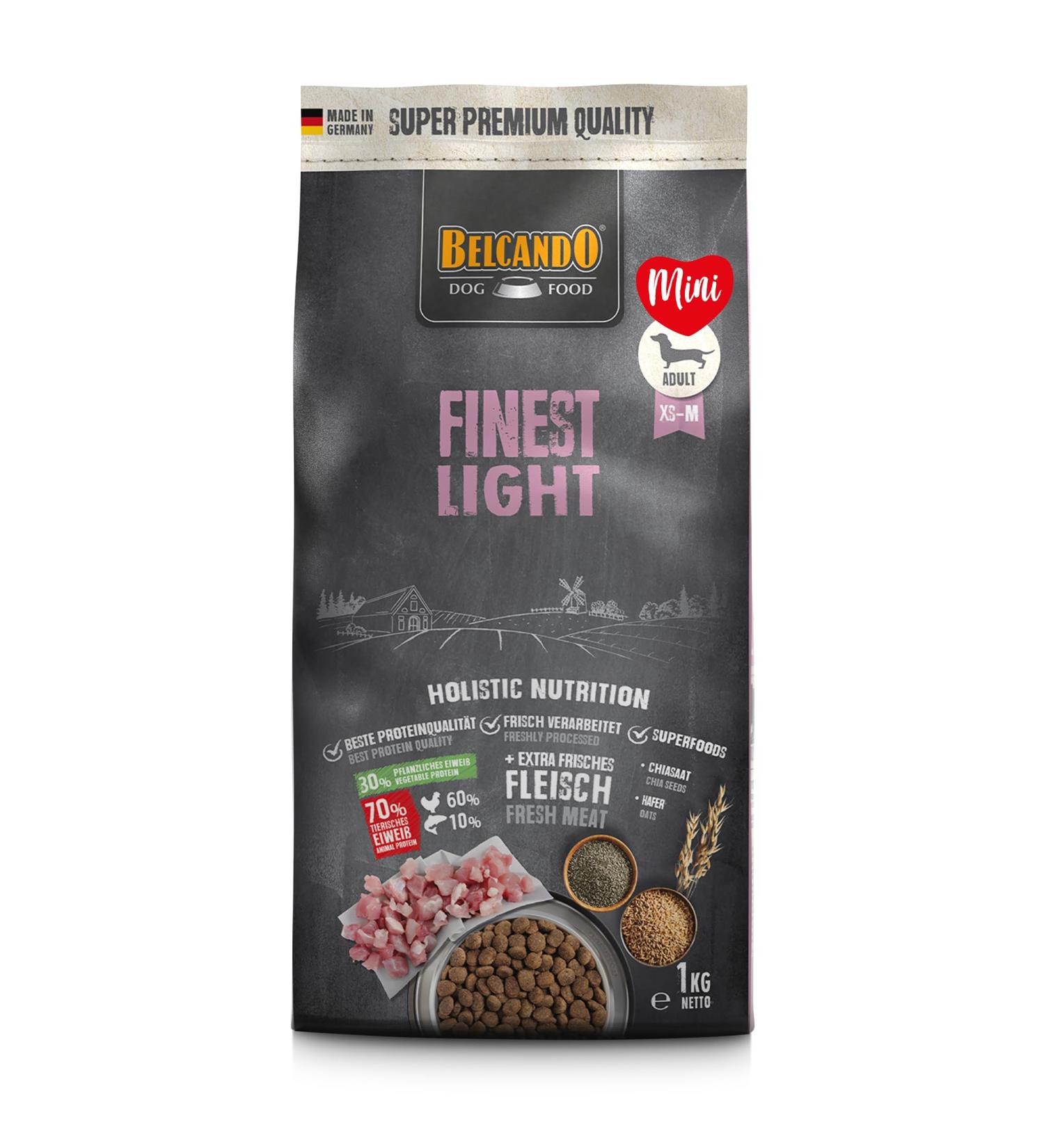BELCANDO Finest Light 1 kg Dog Food | Dry Food for Small Breeds and Overweight Dogs | Complete Food for Dogs from 1 year old - Buy Online on GoSupps.com
