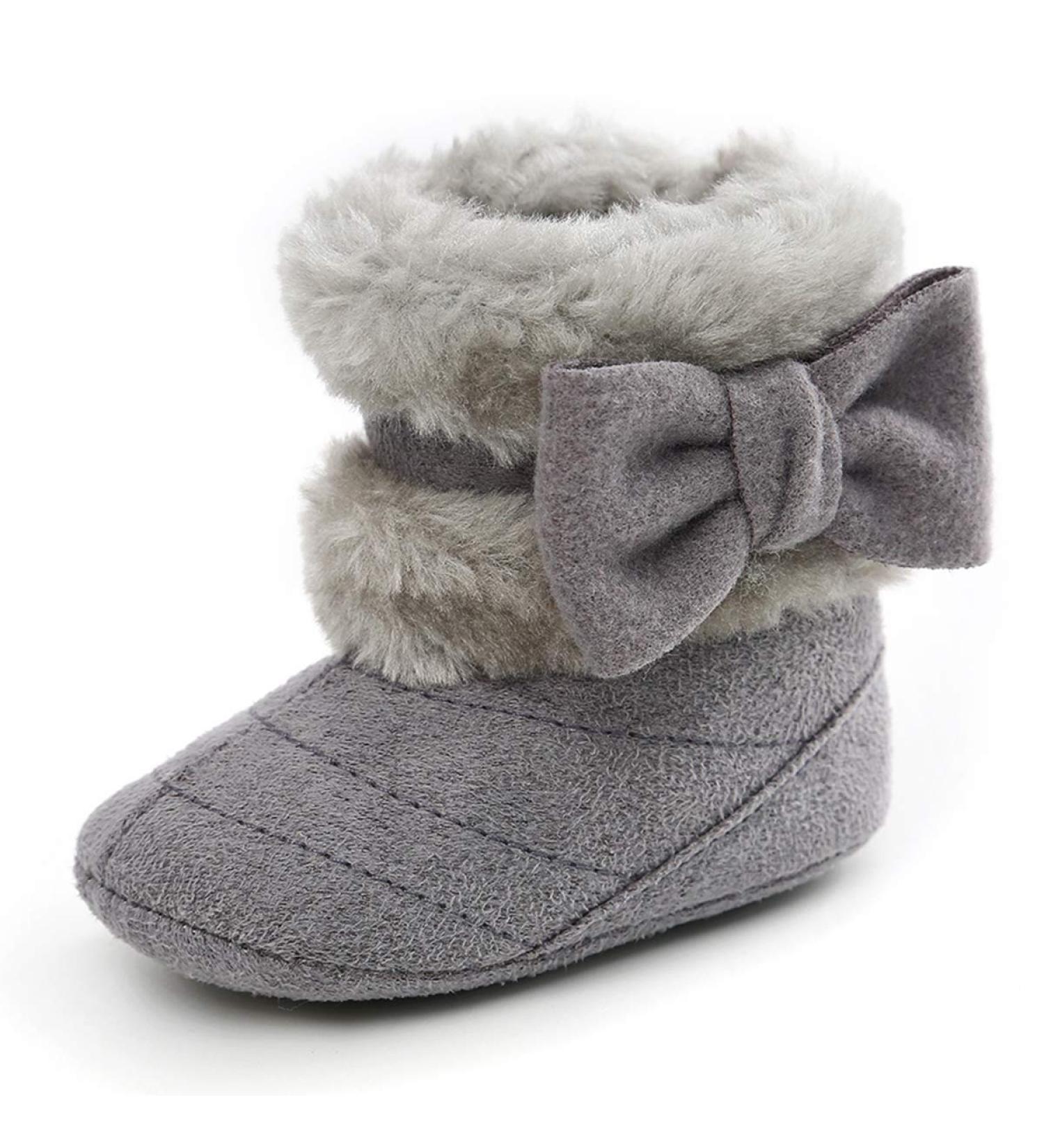 Yinuoday Winter Baby Girls Snow Boots - Warm Anti-Slip Toddler Prewalker Shoes (12-16 Months, Gray) - Buy Online on GoSupps.com